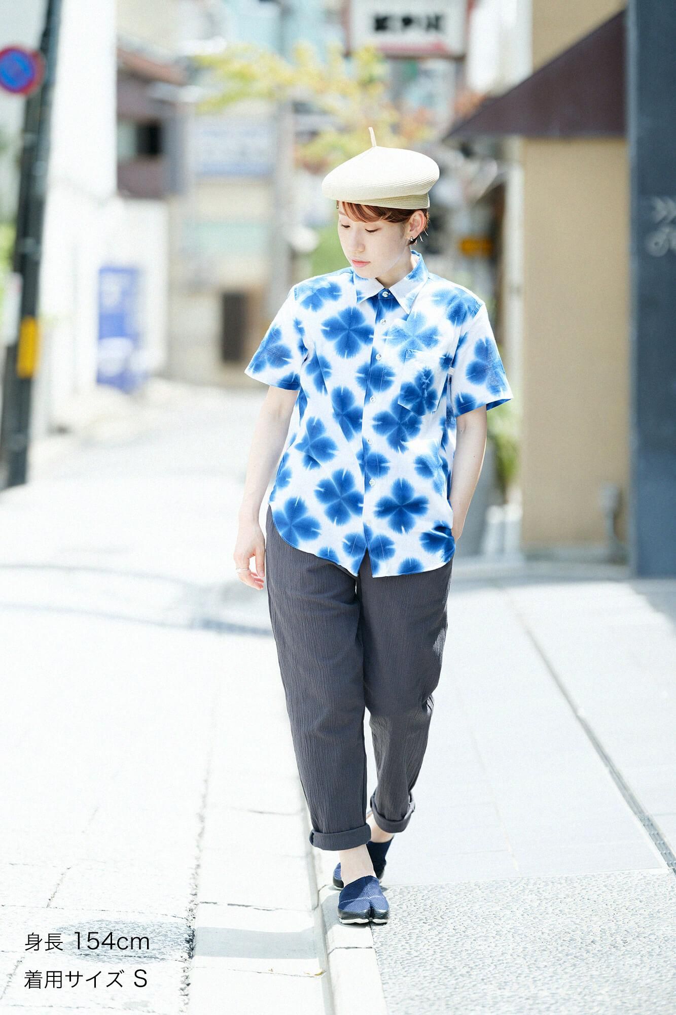 【online한정】이세모멘 아리마츠 나루미시보리 반팔셔츠/ 장정 눈꽃 3