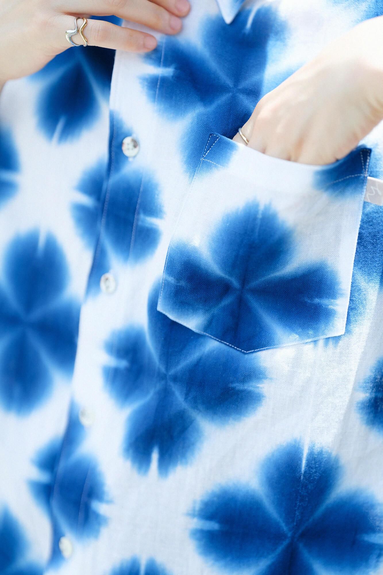 【online한정】이세모멘 아리마츠 나루미시보리 반팔셔츠/ 장정 눈꽃 3