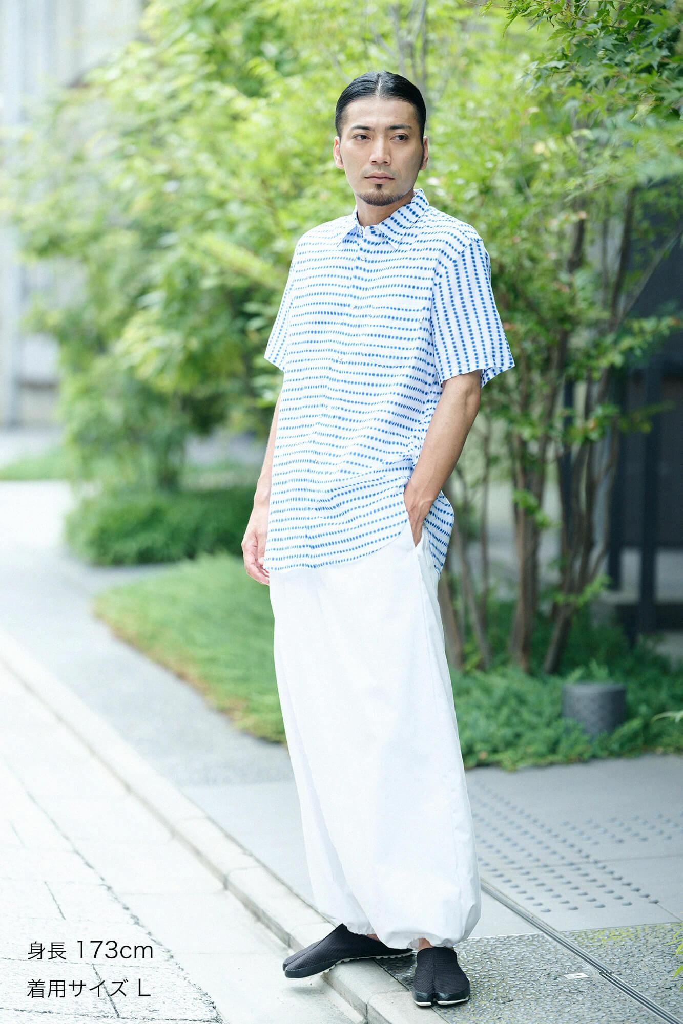 【online한정】치타모멘 Arimatsu Narumi시보리 반팔셔츠/ Zhang Zheng 콩 시보리