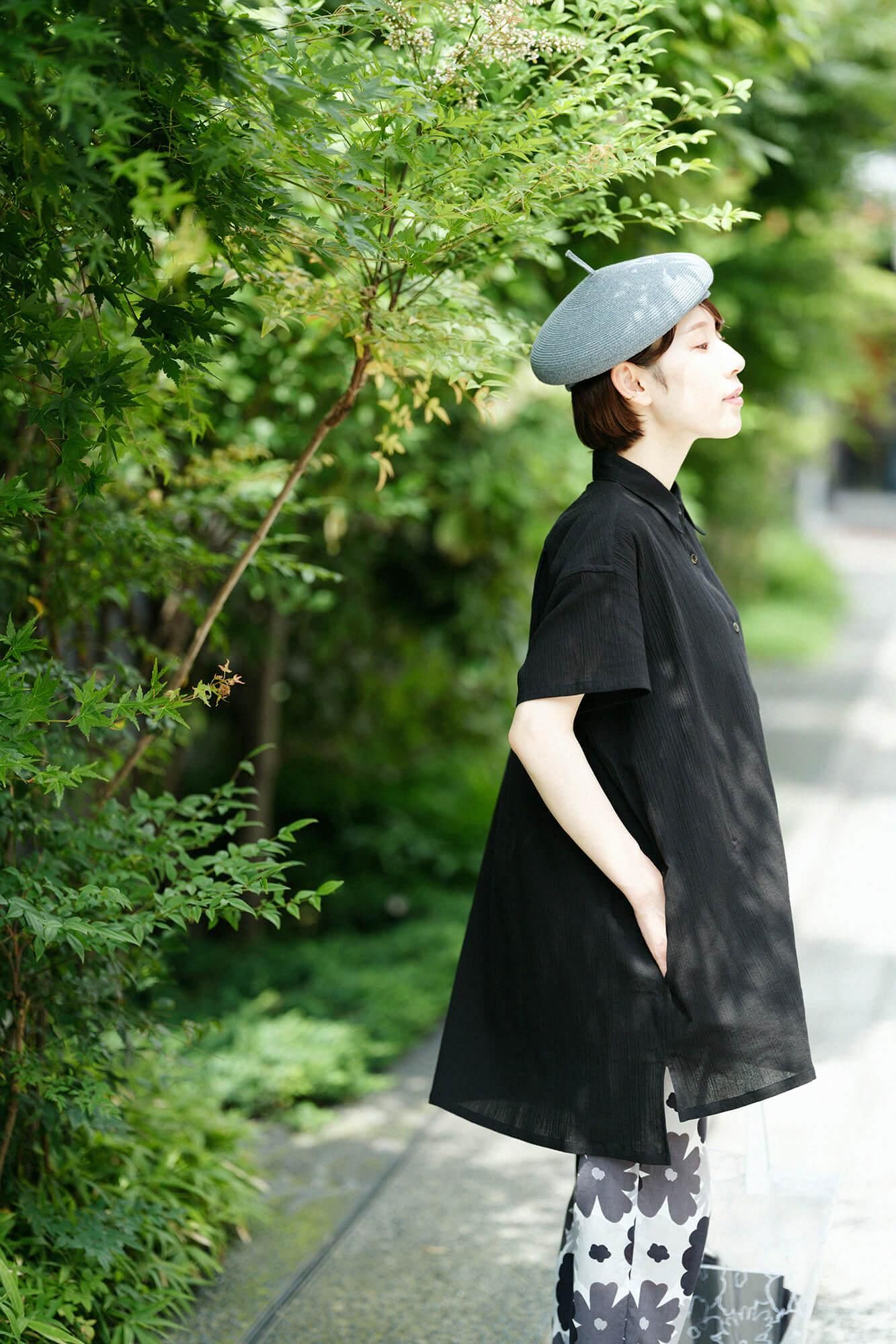 타카시마치지미 20/20 그란 튜닉반팔셔츠/검은색