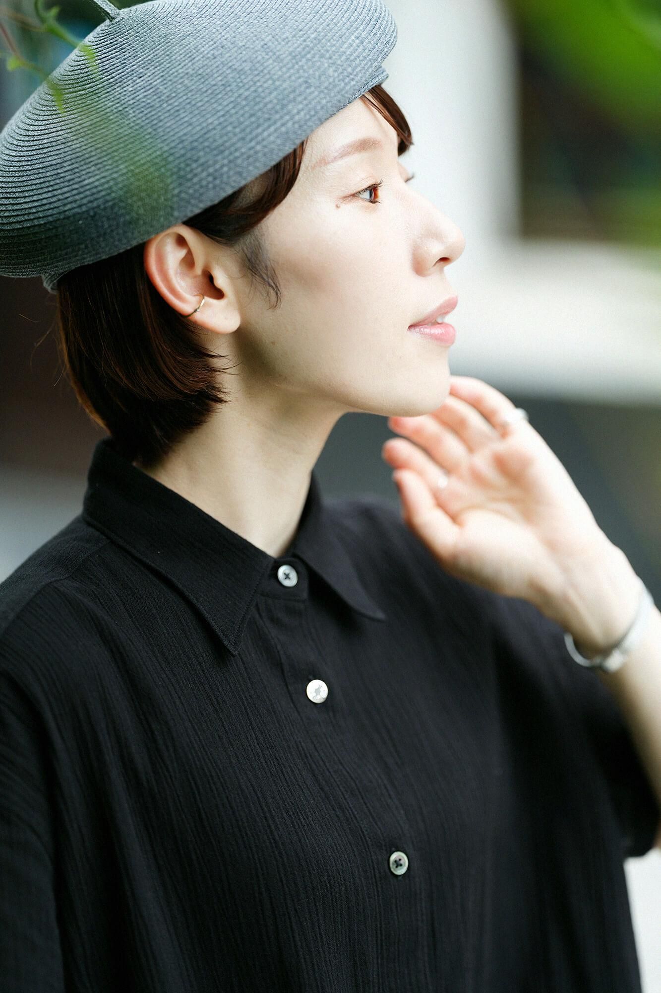 타카시마치지미 20/20 그란 튜닉반팔셔츠/검은색