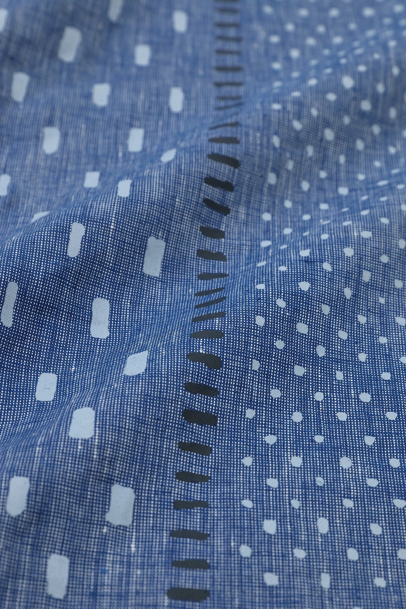 綿麻 BIKEワンピース/霰縞(あられじま) ブルー