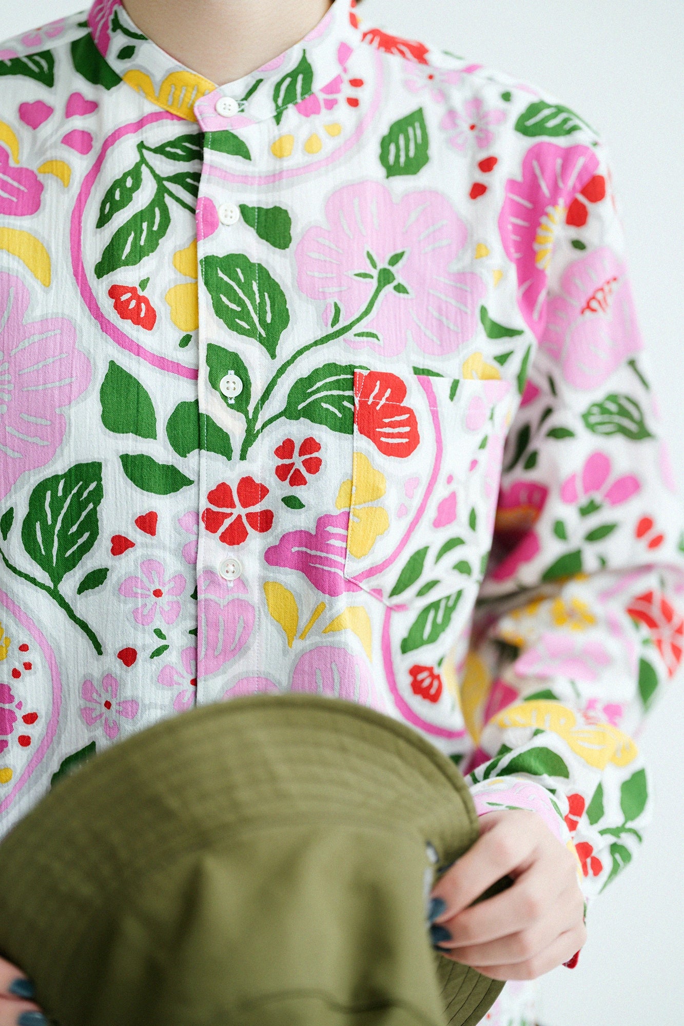 타카시마치지미 20/20 스탠드칼라 셔츠/모모야마 벚꽃(모모야마자쿠라)