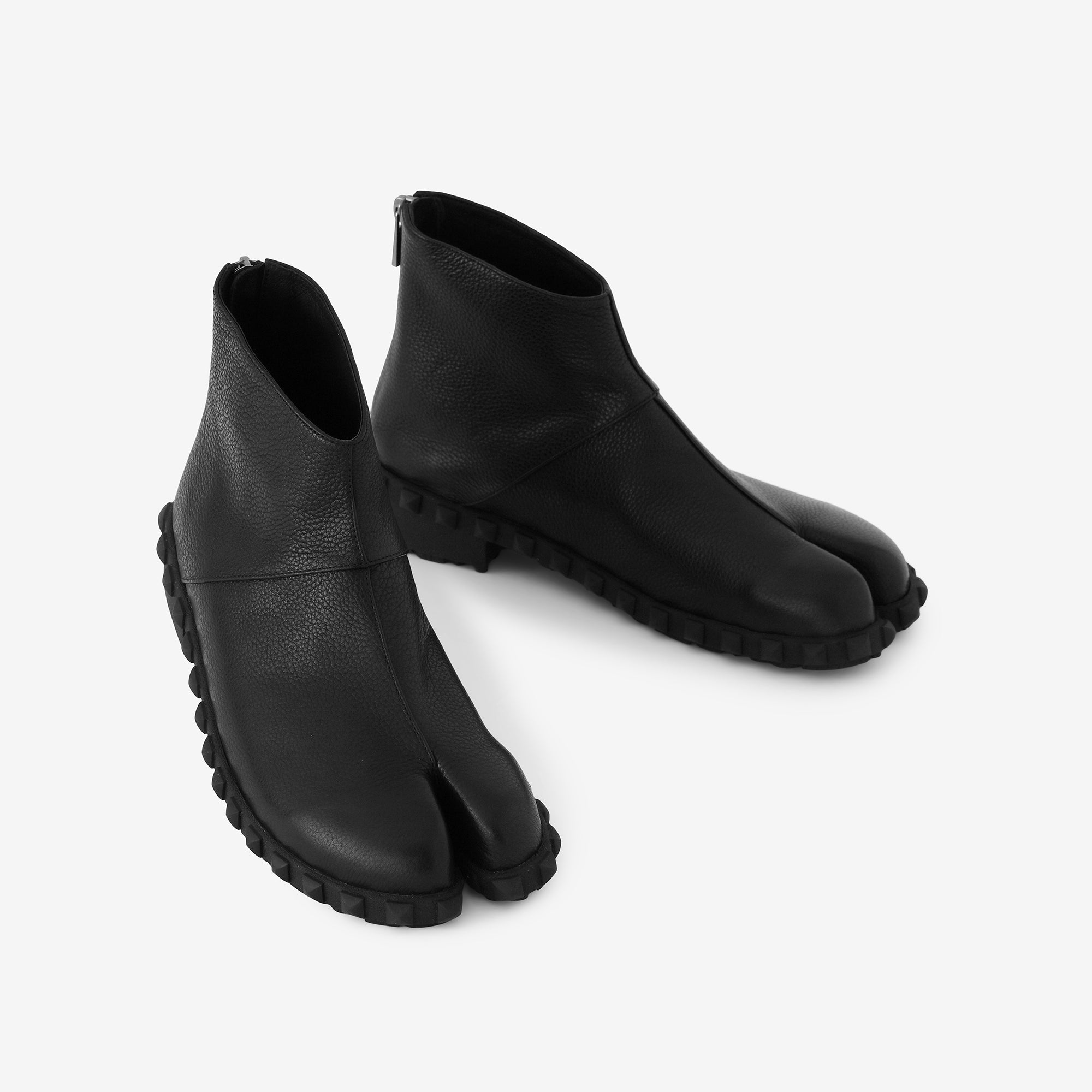 リアジップ 半長（はんちょう）革足袋／濡羽色