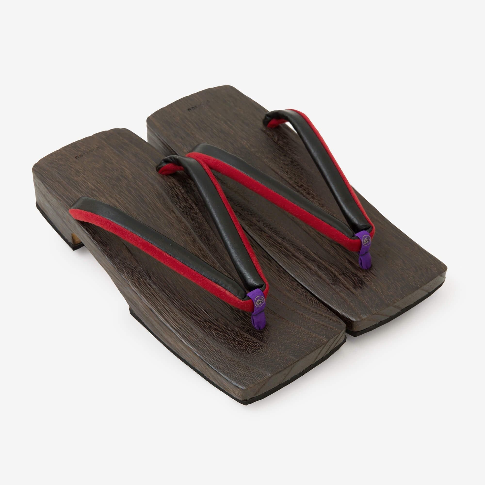 みかも焼下駄／右近（男） 革 濡羽色（ぬればいろ）