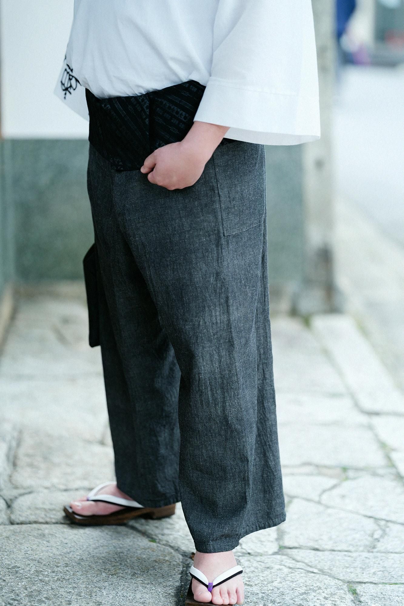 [Uniquement disponible sur net] Ise Momen 20/20 Mélange de lin Fuuubi Bottom/Couleur Charbon (couleur Keshizumi) 2