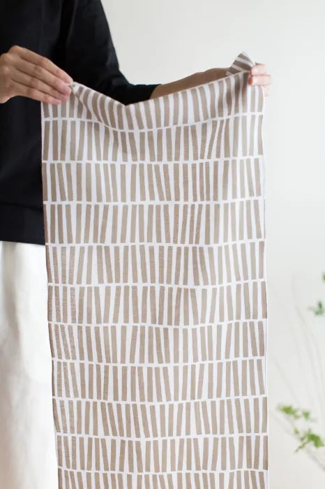 伊勢木綿 textile手ぬぐい／拍子木（ひょうしぎ） つくも×砂色（すないろ）