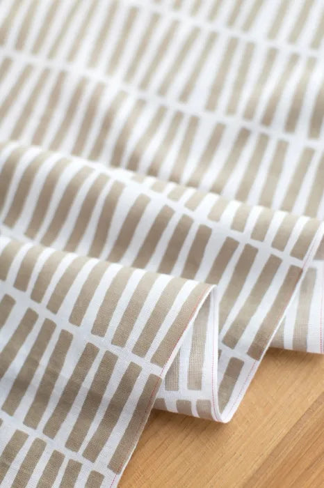 伊勢木綿 textile手ぬぐい／拍子木（ひょうしぎ） つくも×砂色（すないろ）