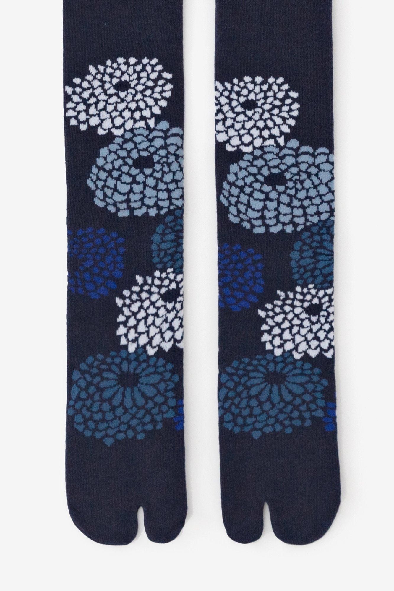 Strumpfhosen Tabi/Chrysanthemen gefüllt in Marineblau