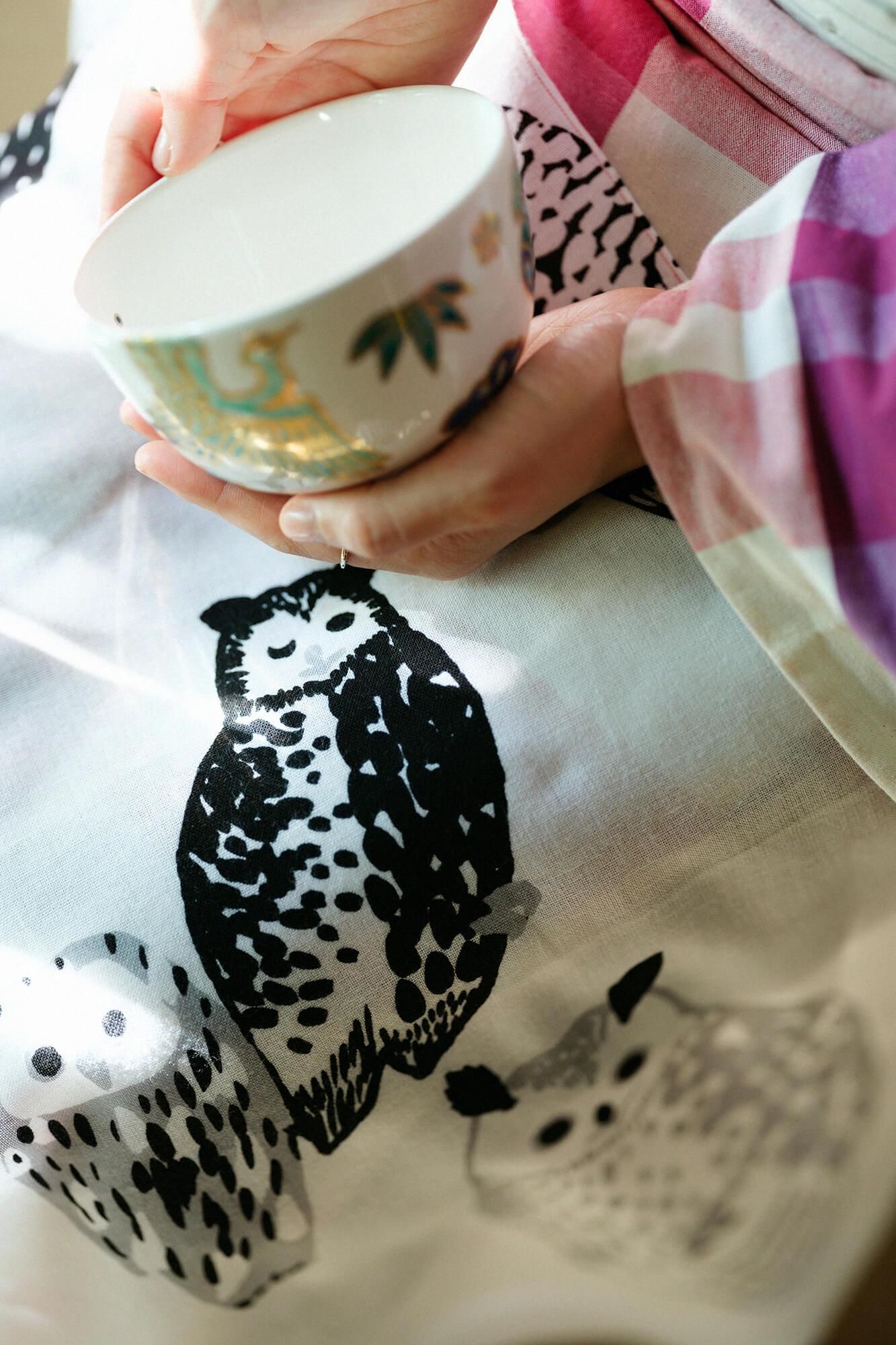 伊勢木綿 textile手ぬぐい／ふくろう