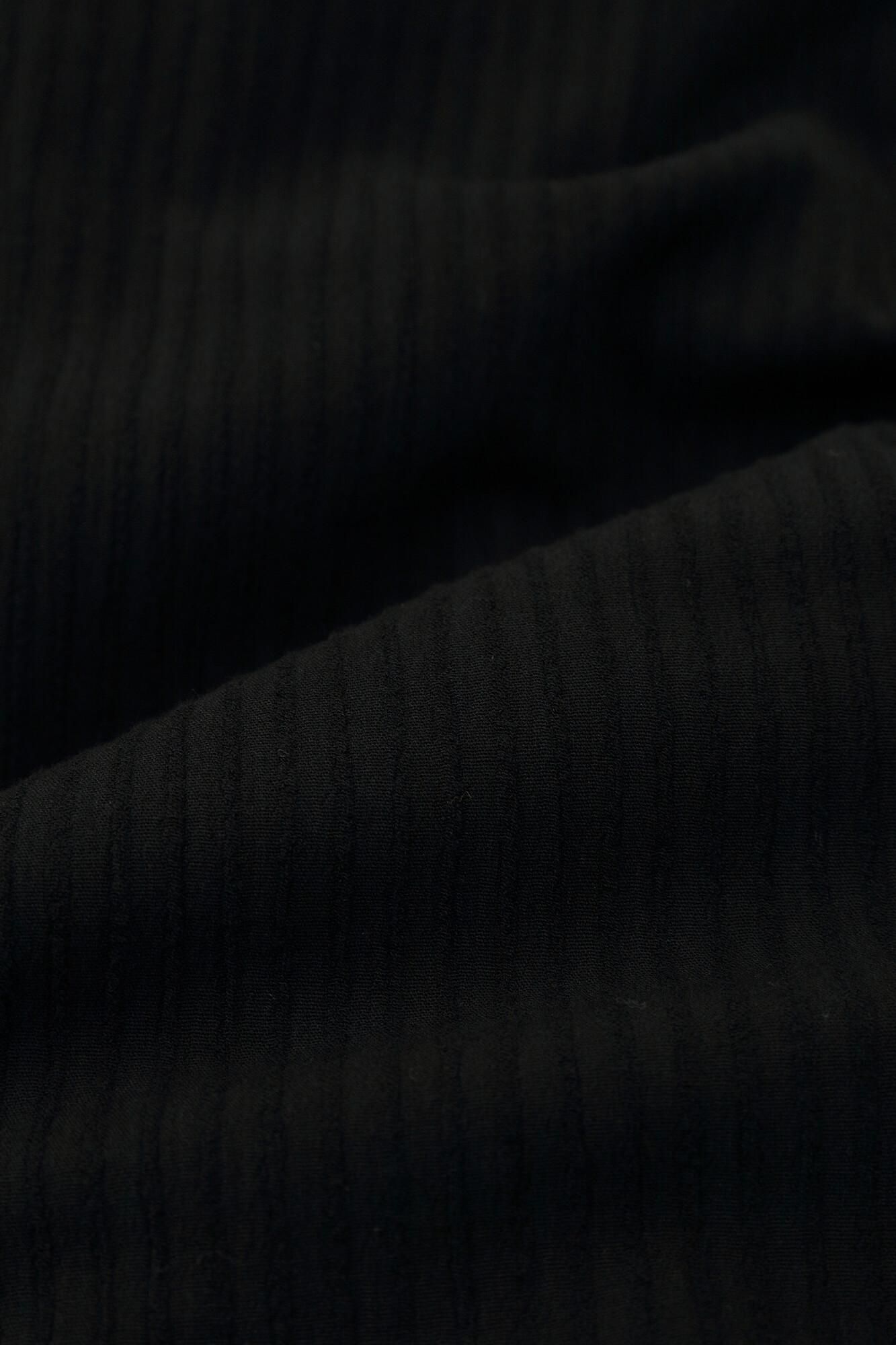 Chizimi Cotton 40/20 Akiha V-neck Short Sleeve Dress / Black