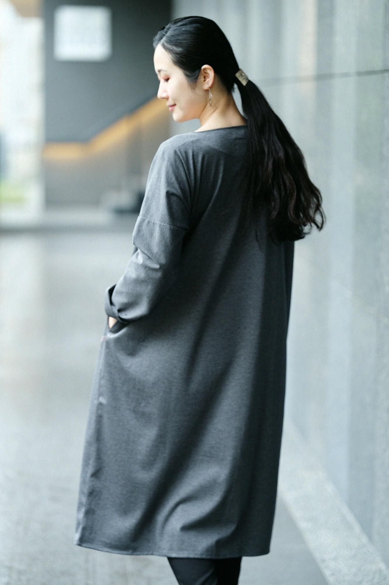 Ponte Fabric Royal Cool B.N. Long Sleeve One Piece /  Ink Grey