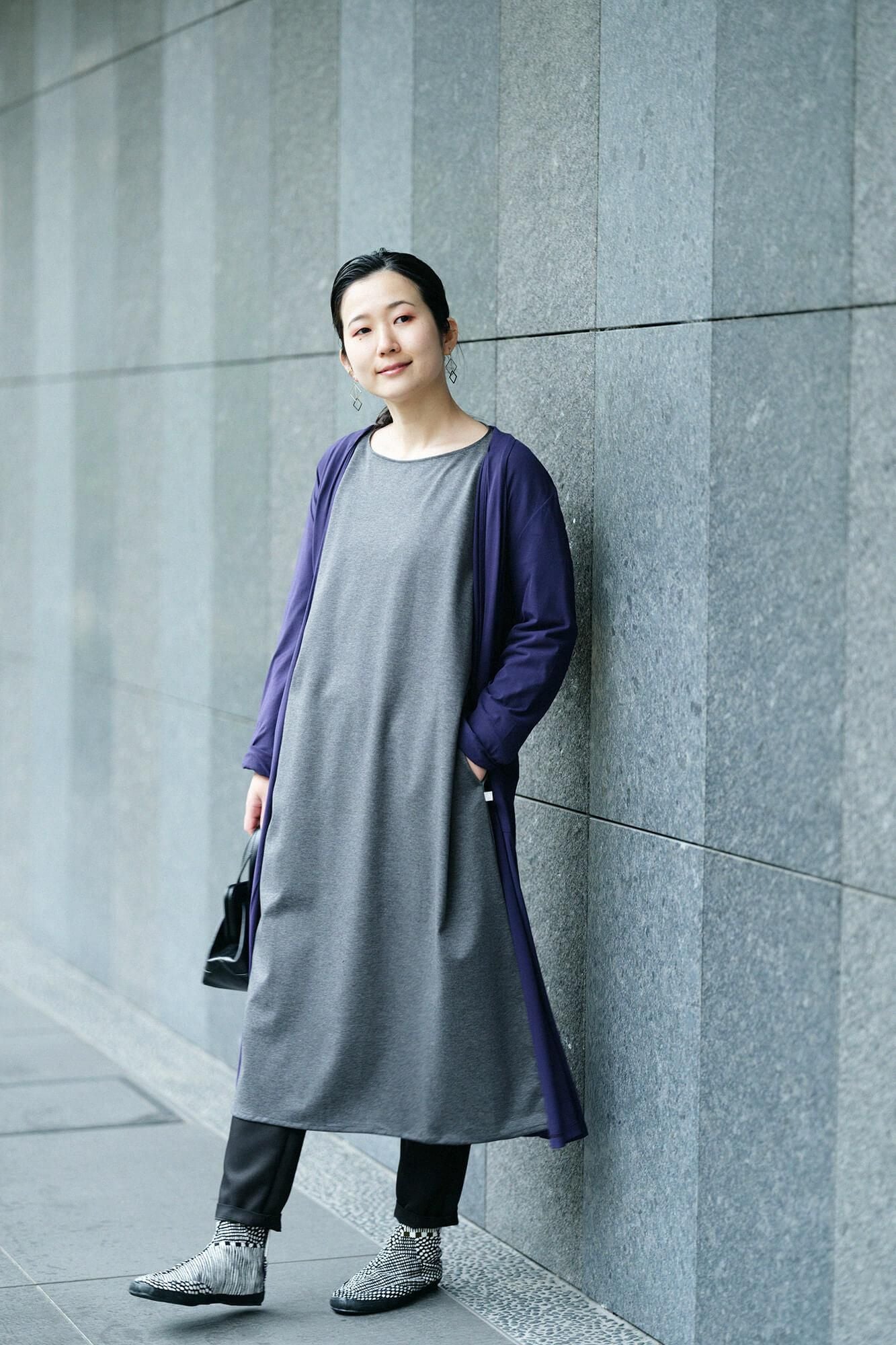 Ponte Fabric Royal Cool B.N. Long Sleeve One Piece /  Ink Grey