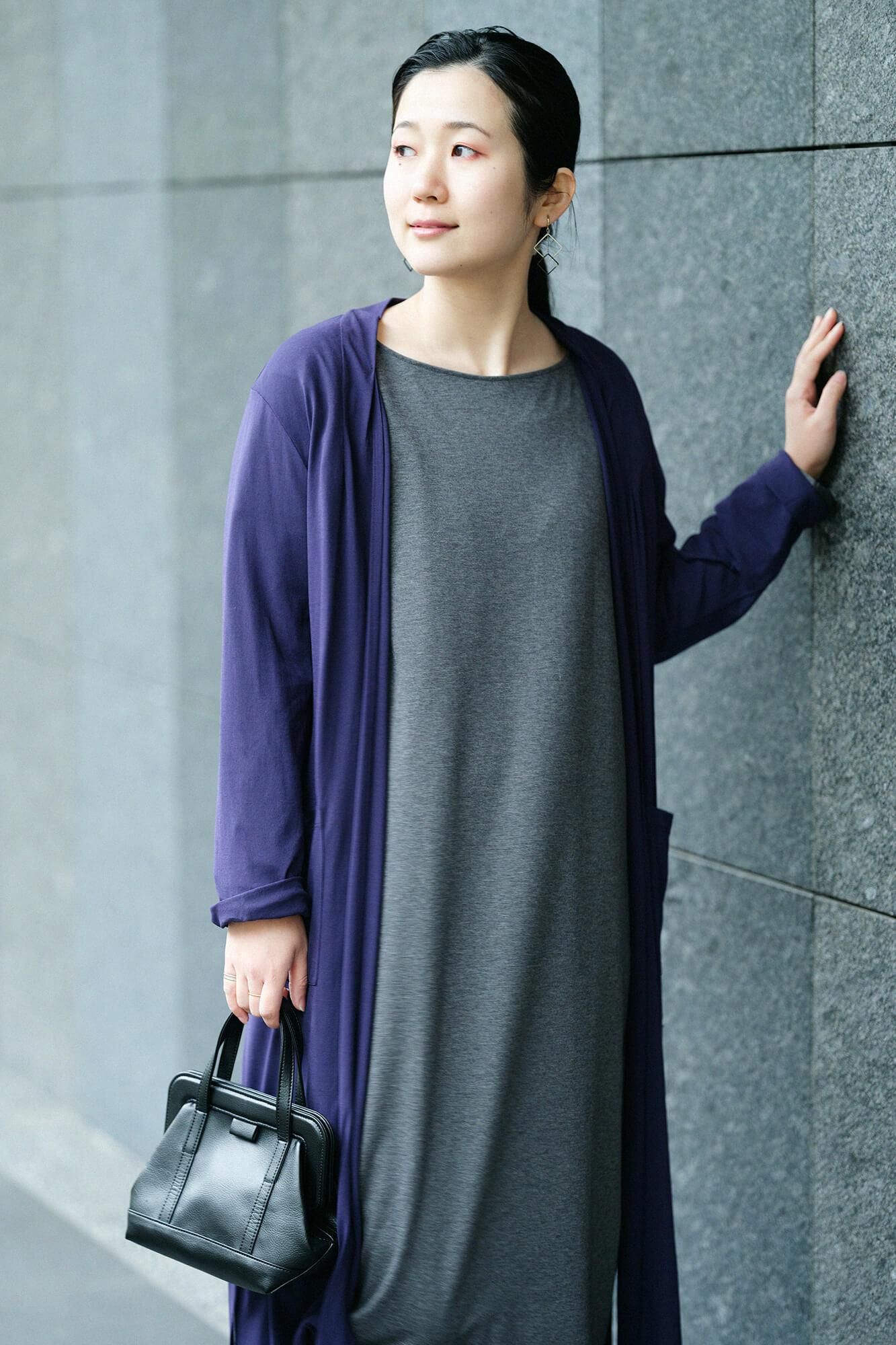 Ponte Fabric Royal Cool B.N. Long Sleeve One Piece /  Ink Grey