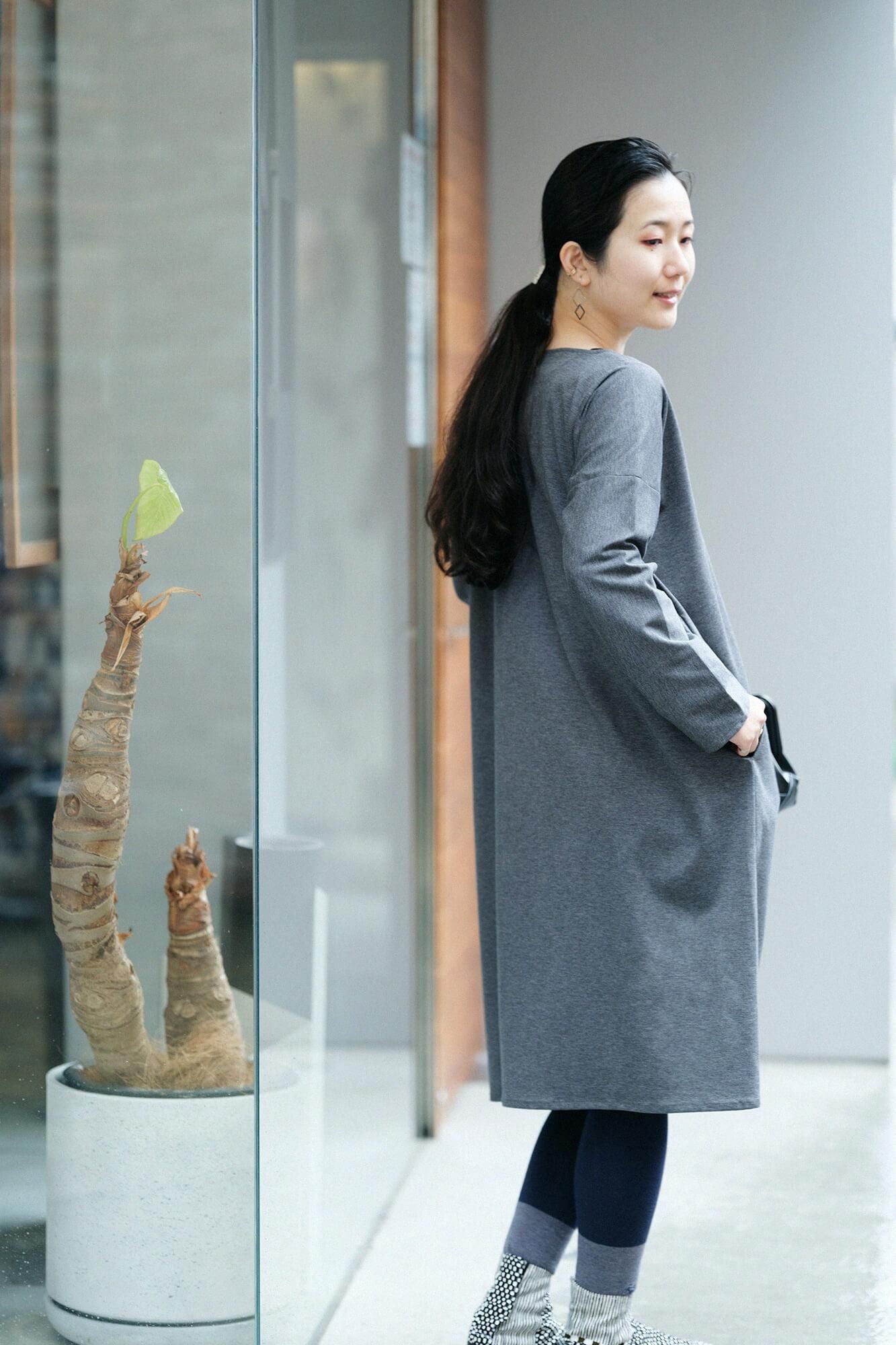 Ponte Fabric Royal Cool B.N. Long Sleeve One Piece /  Ink Grey
