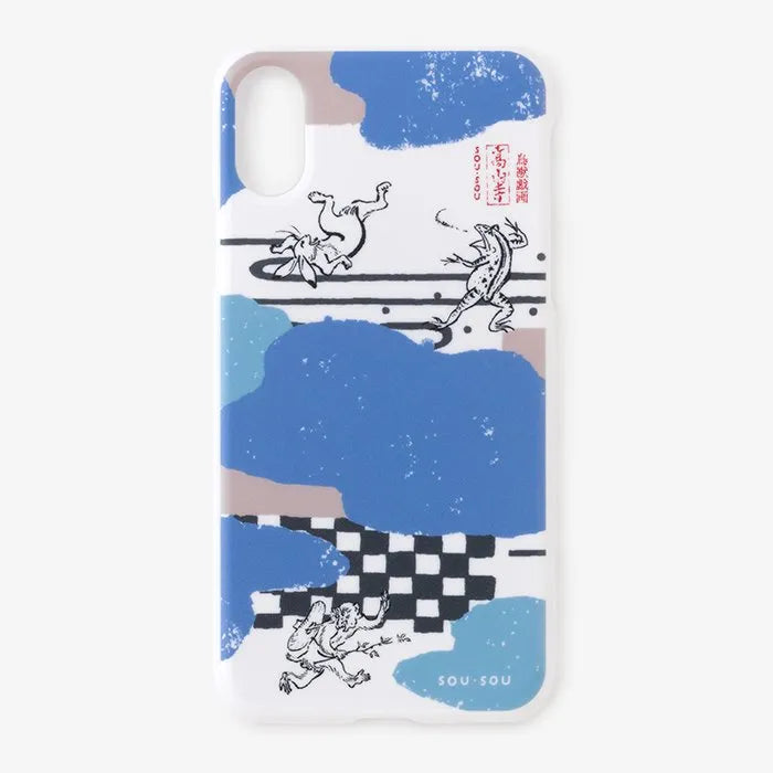 【net限定】iPhone_XS_Max テキスタイルカバー／雲間と鳥獣戯画▲