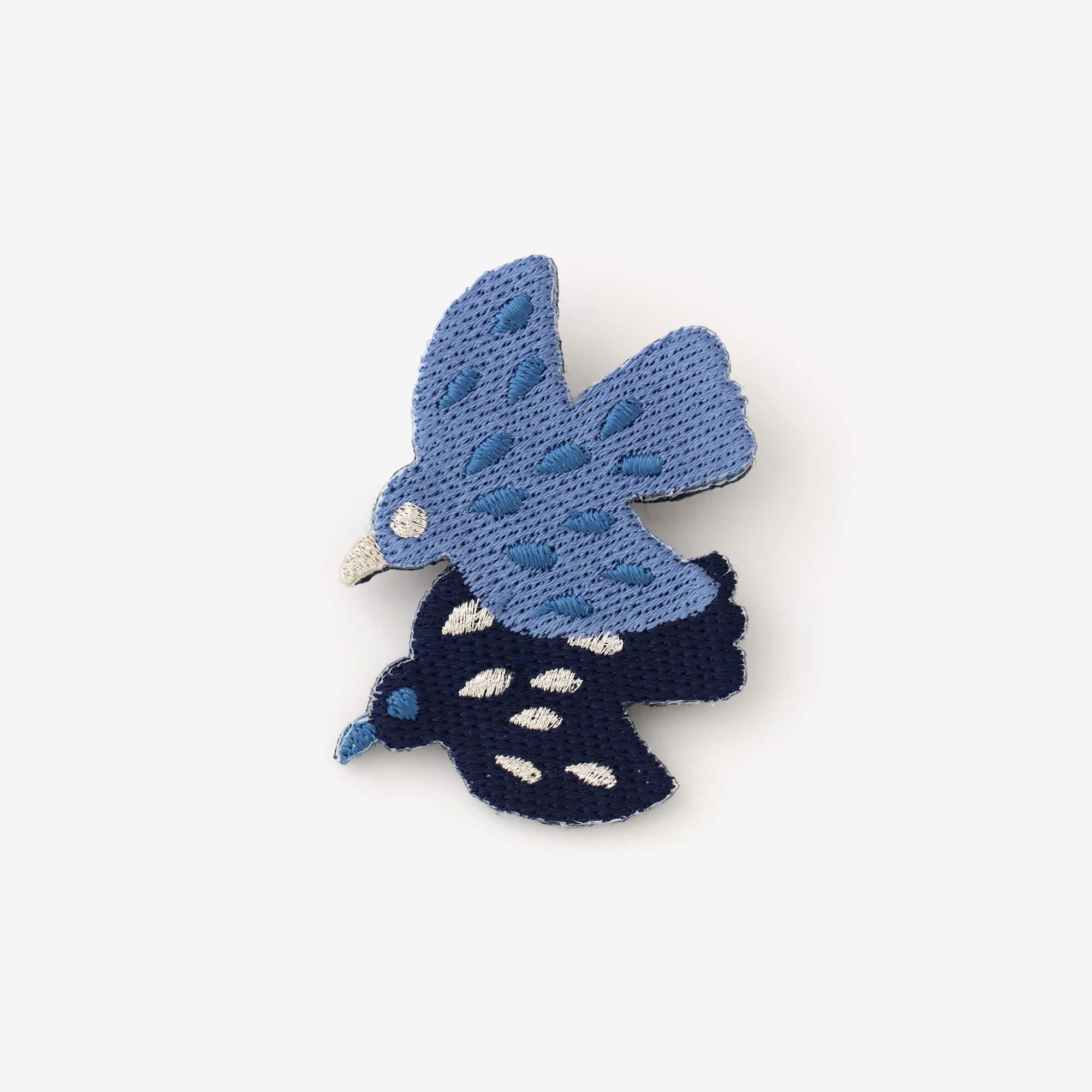 Ornement brodé / souris bleu marine