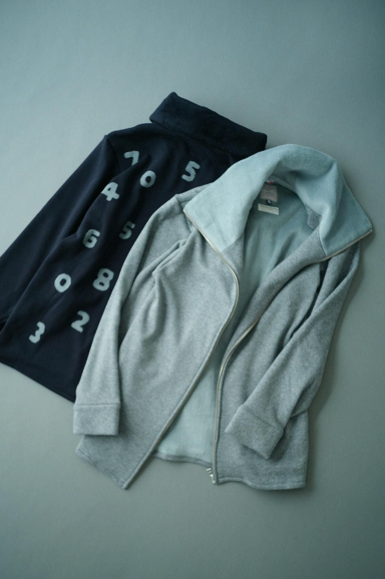 Blouson col montant en maille boa au dos/marine foncé x SO-SU-U▲