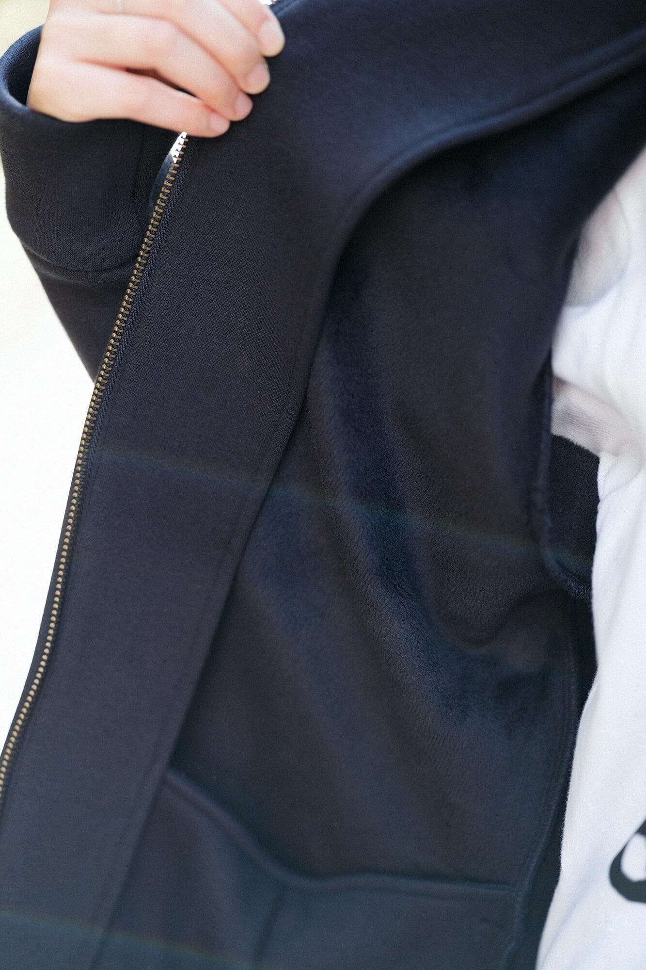 Blouson col montant en maille boa au dos/marine foncé x SO-SU-U▲