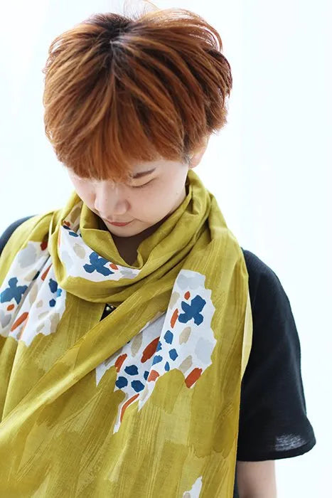 Isemomen Cotton Scarf / Flowers in Water Dawn 2 