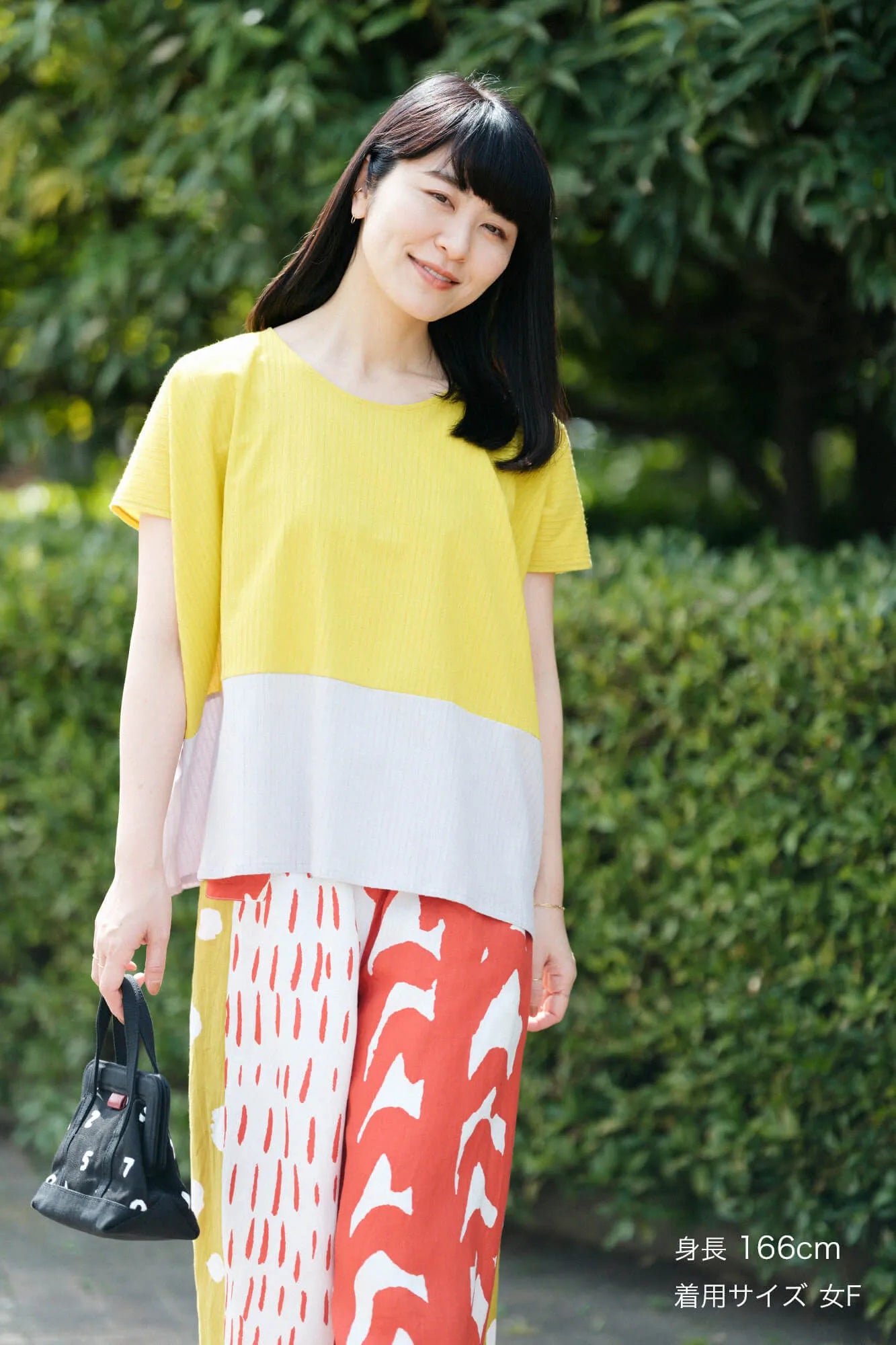 Chizimi Cotton 40/20 Akiha Square Top Bi-color / Canary Color×Pale Grey