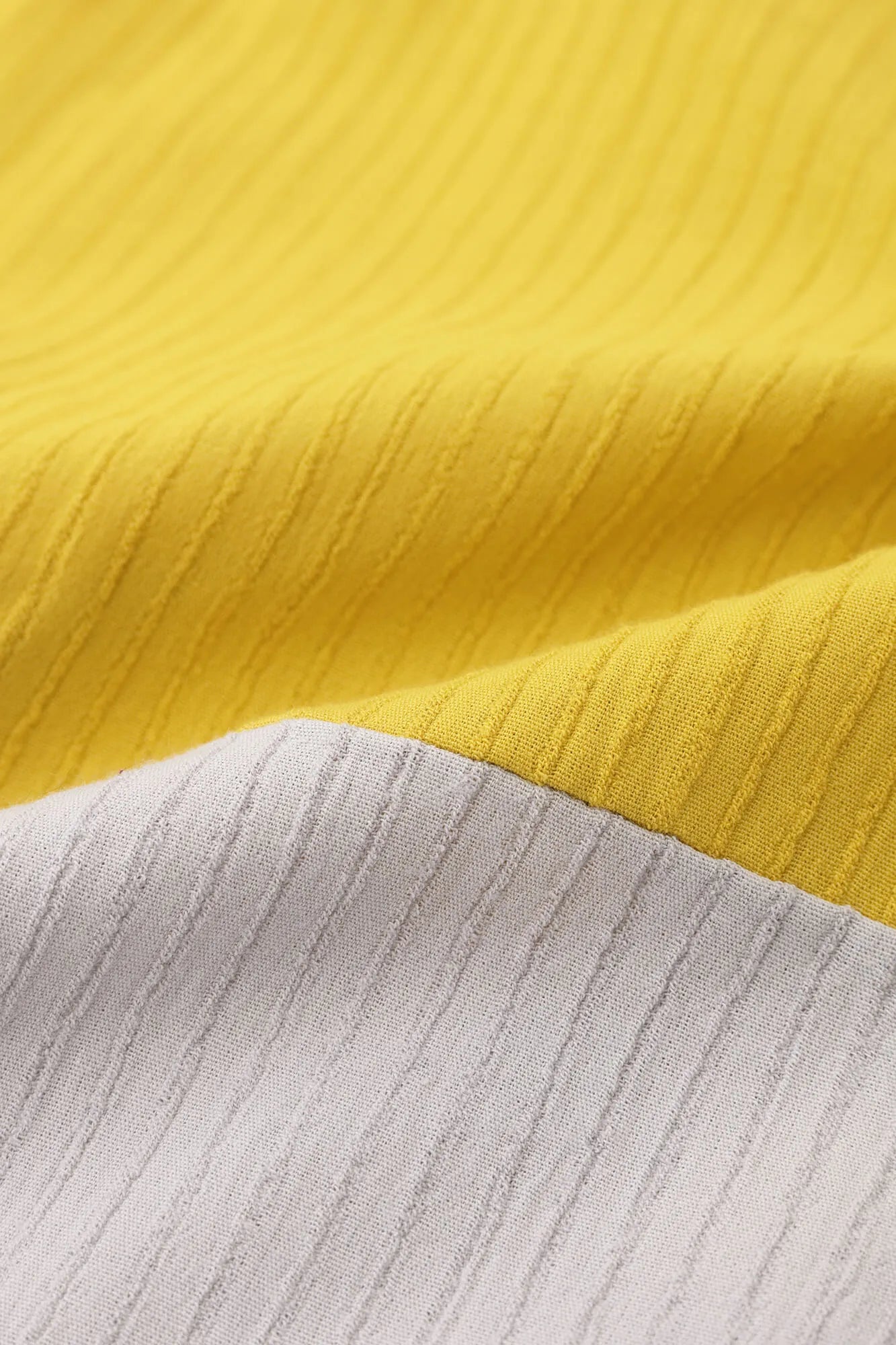 Chizimi Cotton 40/20 Akiha Square Top Bi-color / Canary Color×Pale Grey
