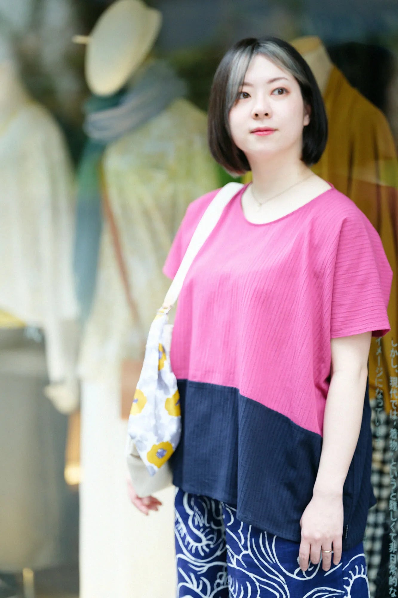 【4월 21일경 발송 예정】타카시마치지미 40/20 아키하 사각형옷 쿠미／농중홍(코이나카베니)×남색