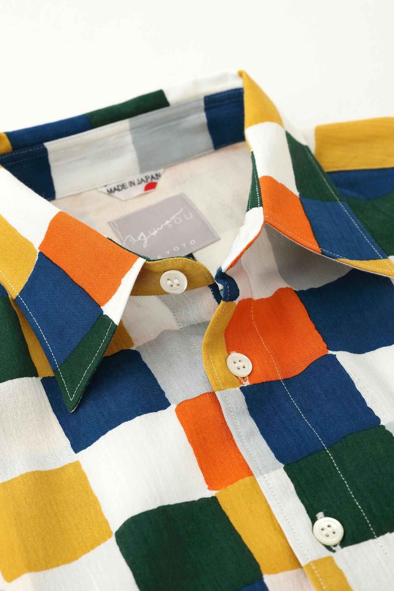 高島縮 20/20 半袖シャツ／日々（ひび） 朝茶事（あさちゃじ）