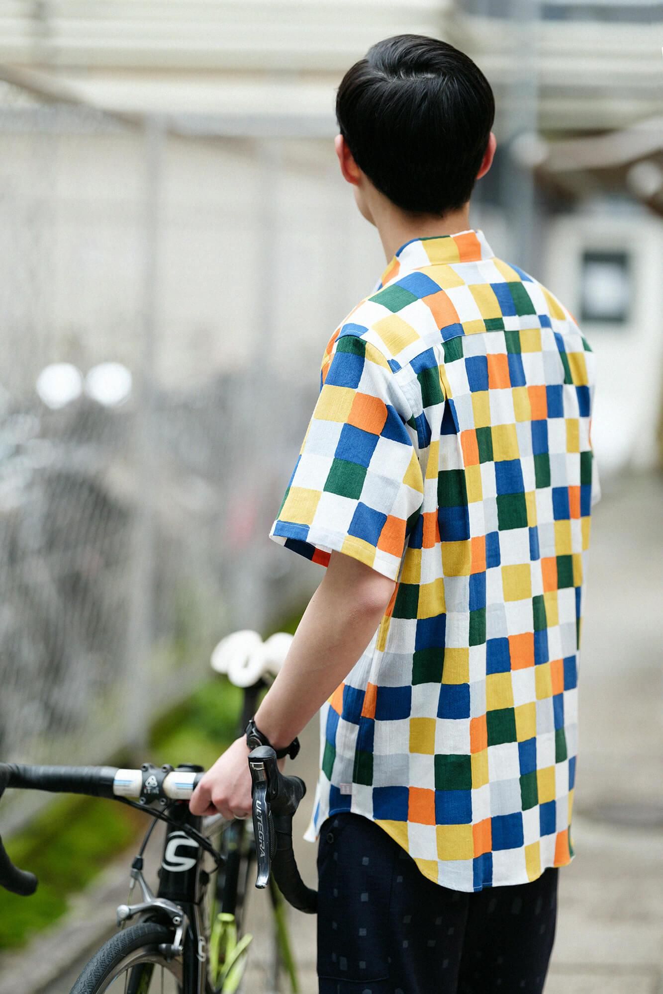 高島縮 20/20 半袖シャツ／日々（ひび） 朝茶事（あさちゃじ）