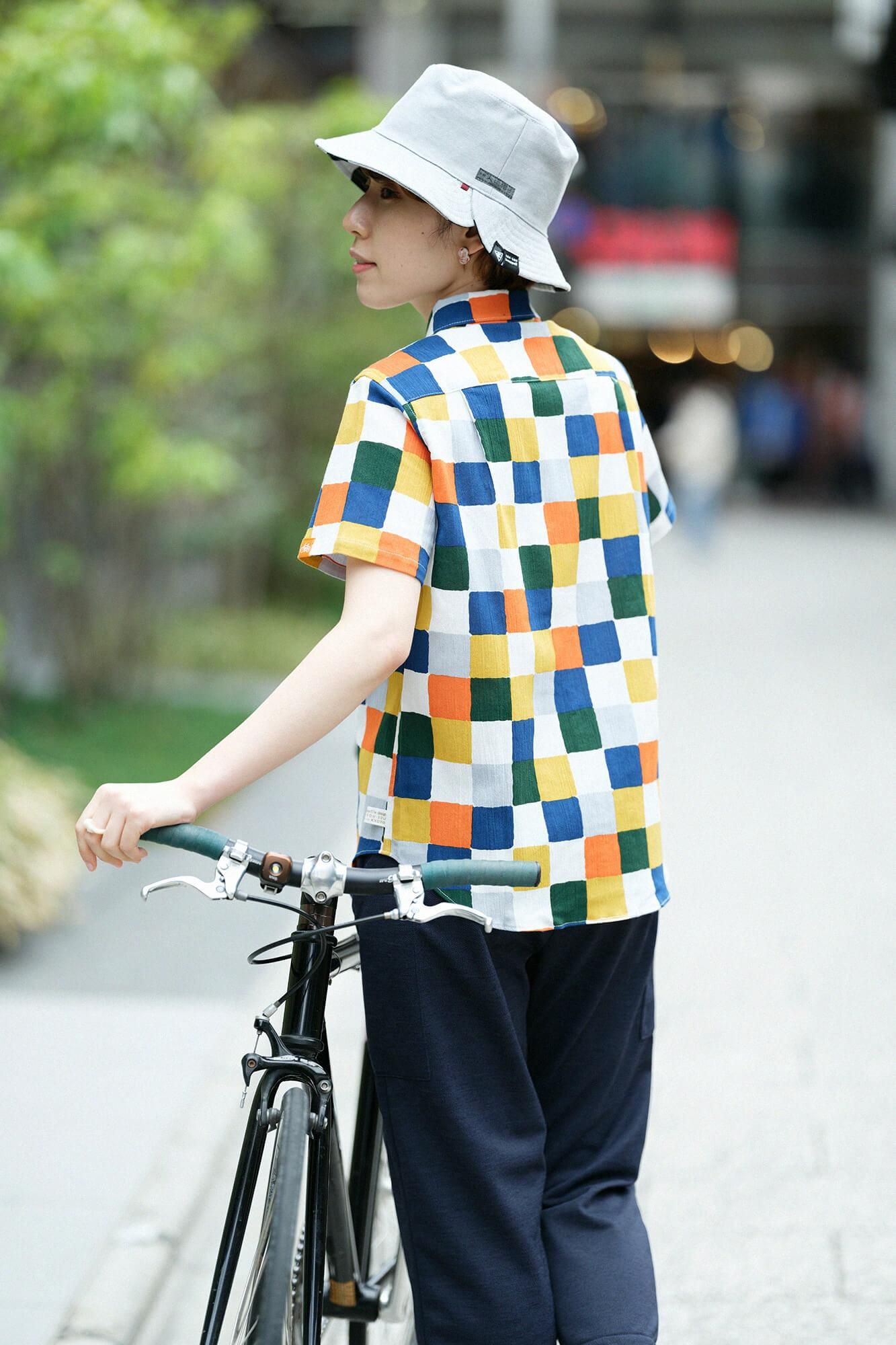 高島縮 20/20 半袖シャツ／日々（ひび） 朝茶事（あさちゃじ）