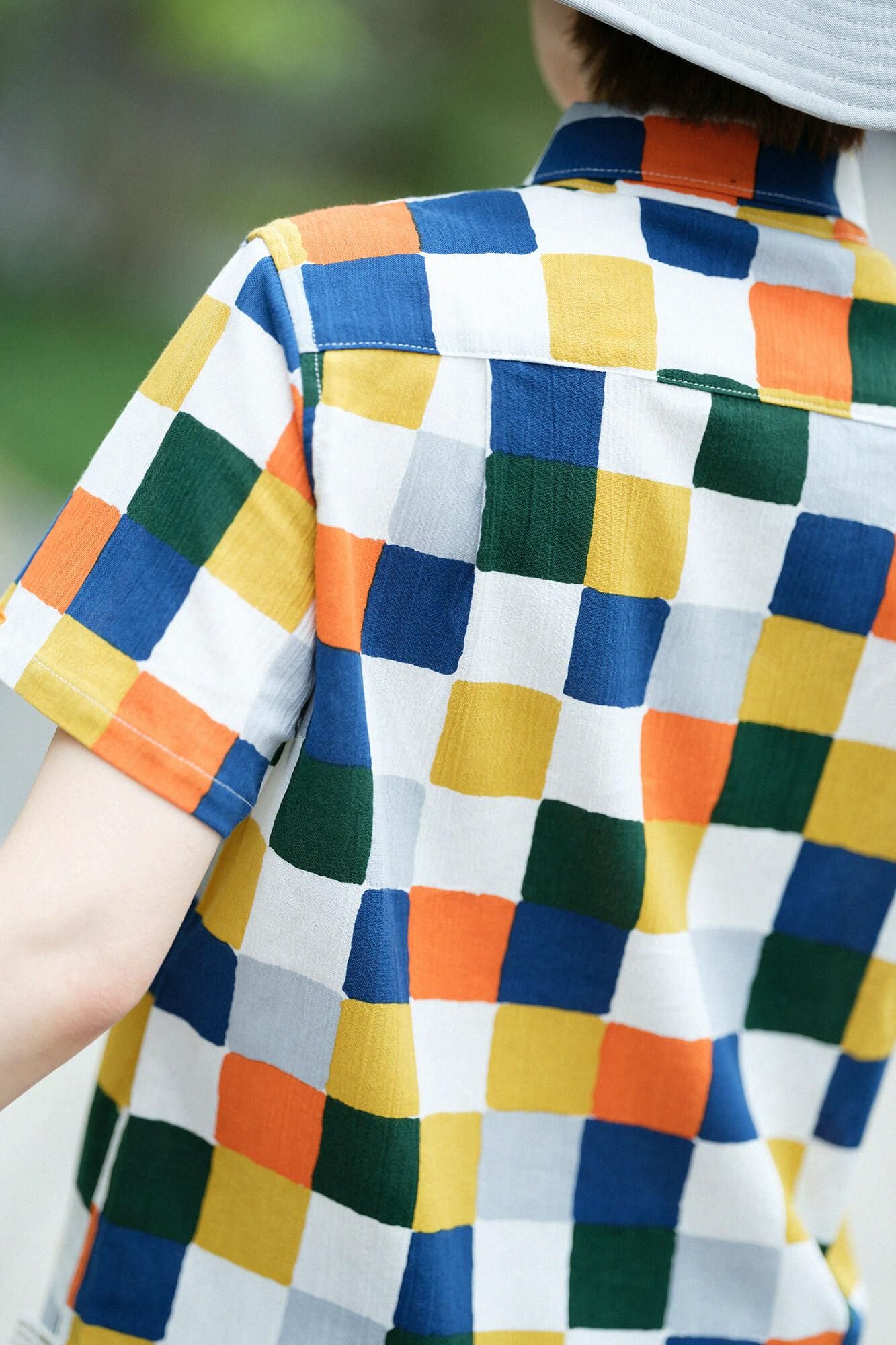 高島縮 20/20 半袖シャツ／日々（ひび） 朝茶事（あさちゃじ）