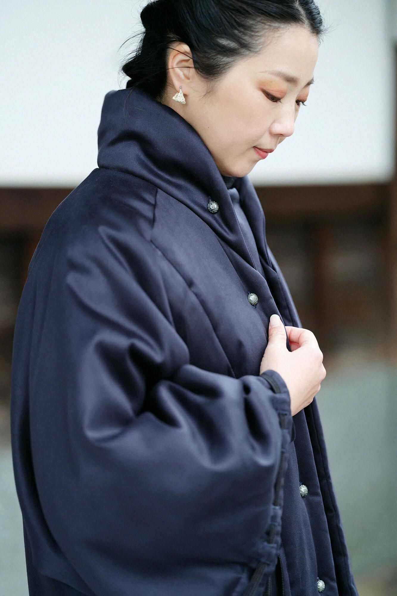 [Disponible uniquement sur le net] Faux nubuck Manches Nagajinbaori Imperial (Kyuuchusode) Batting (nakawataase) / Noir bleu marine (Kurokon)