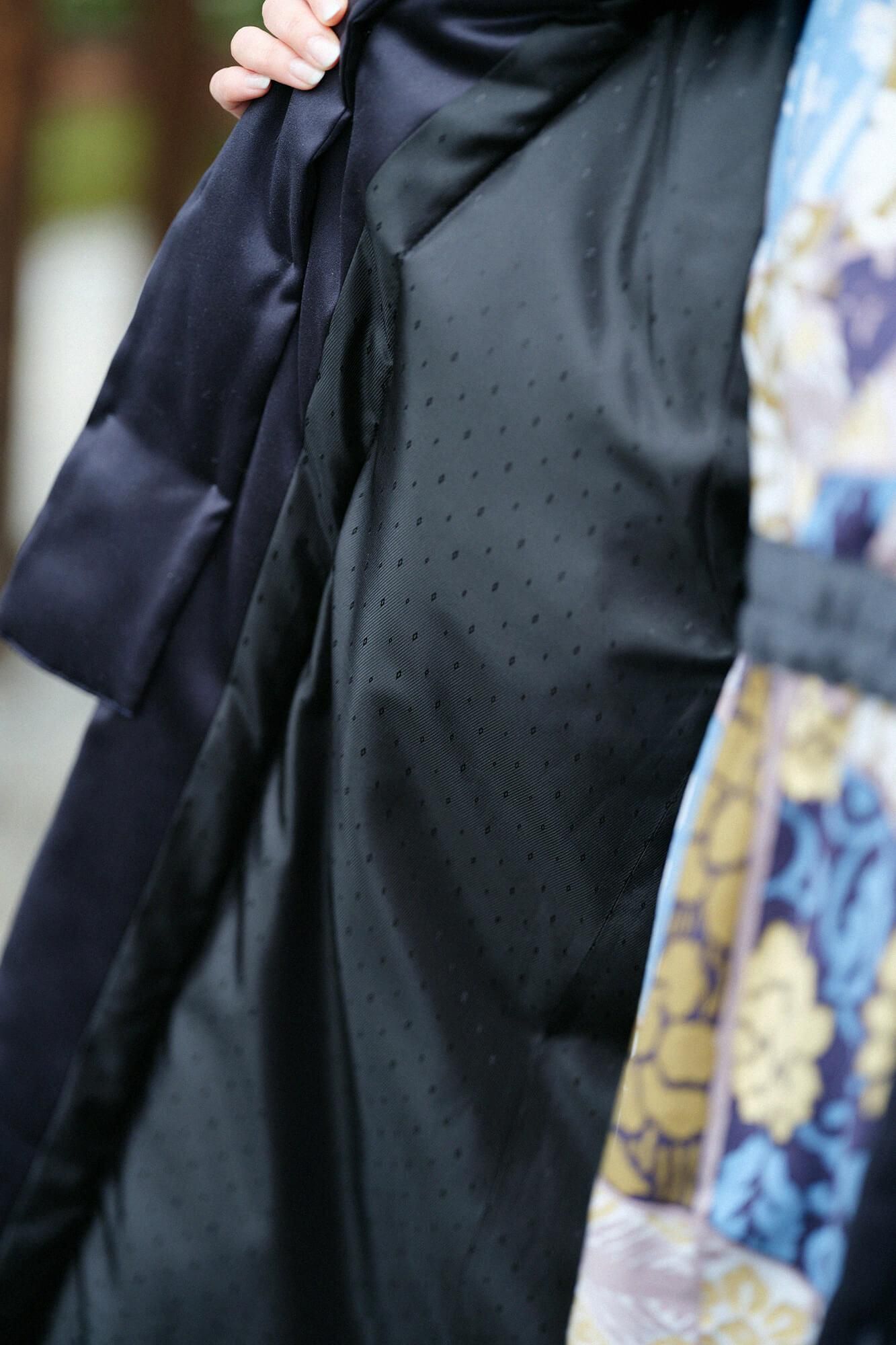 [Disponible uniquement sur le net] Faux nubuck Manches Nagajinbaori Imperial (Kyuuchusode) Batting (nakawataase) / Noir bleu marine (Kurokon)