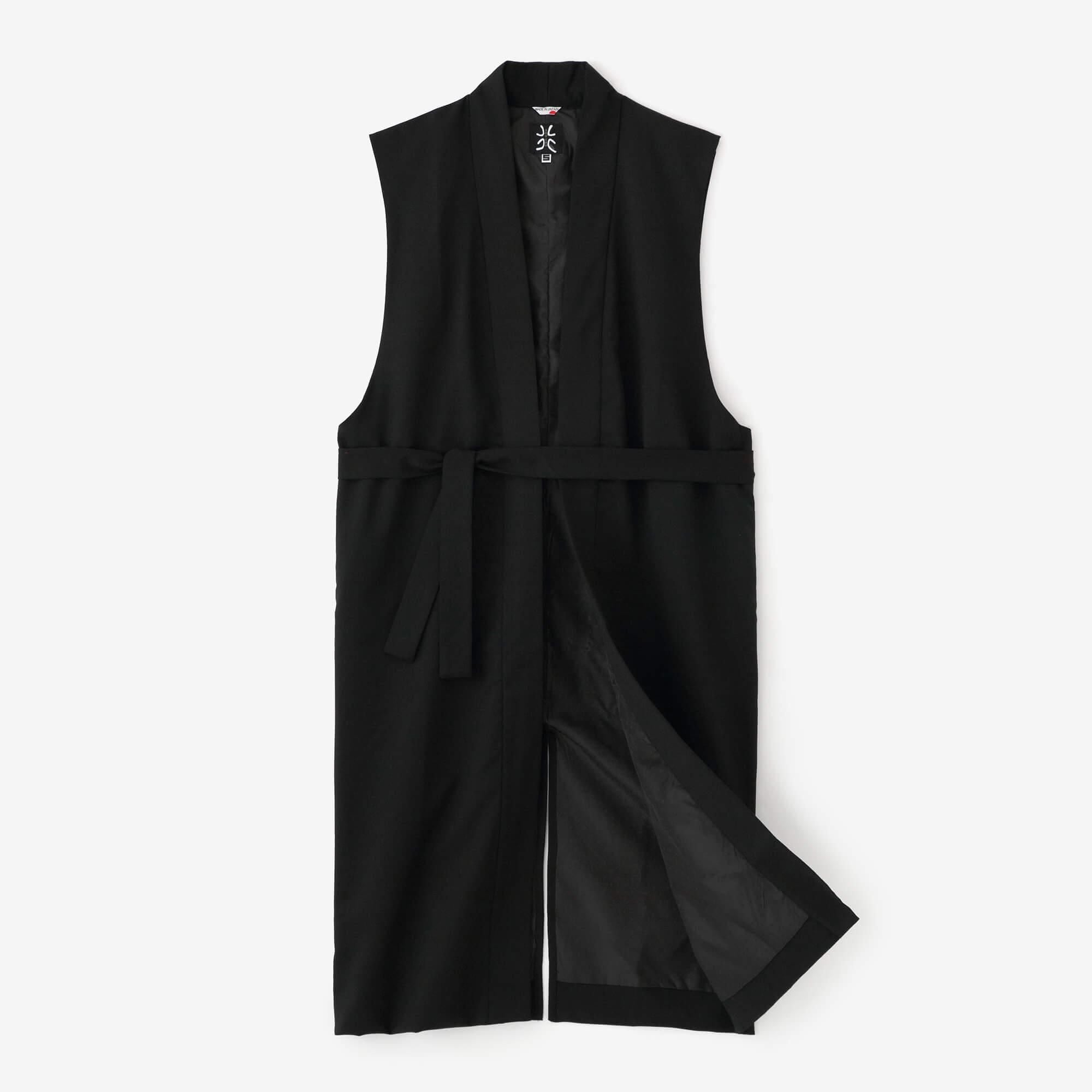 42 Count 2-ply  Combed Yarn Long Vest with Lining / Black 2