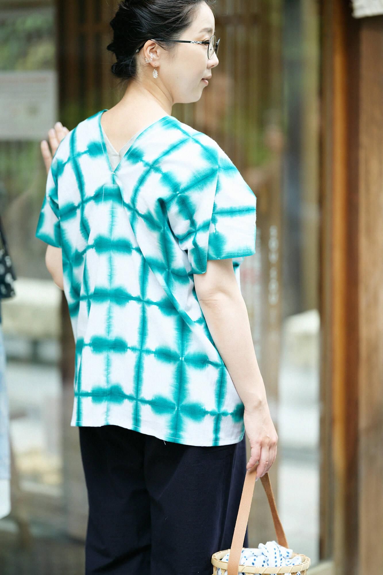 ISE棉花，Arimatsu Narumi Shibori，文字，窗扇，两块，两片，张郑，Sekka，绿色1