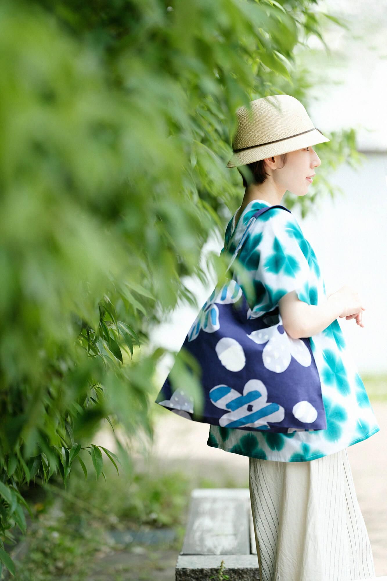 ISE棉花，Arimatsu Narumi Shibori，文字，窗扇，两体，两体，Zhang Zheng，Sekka，绿色3