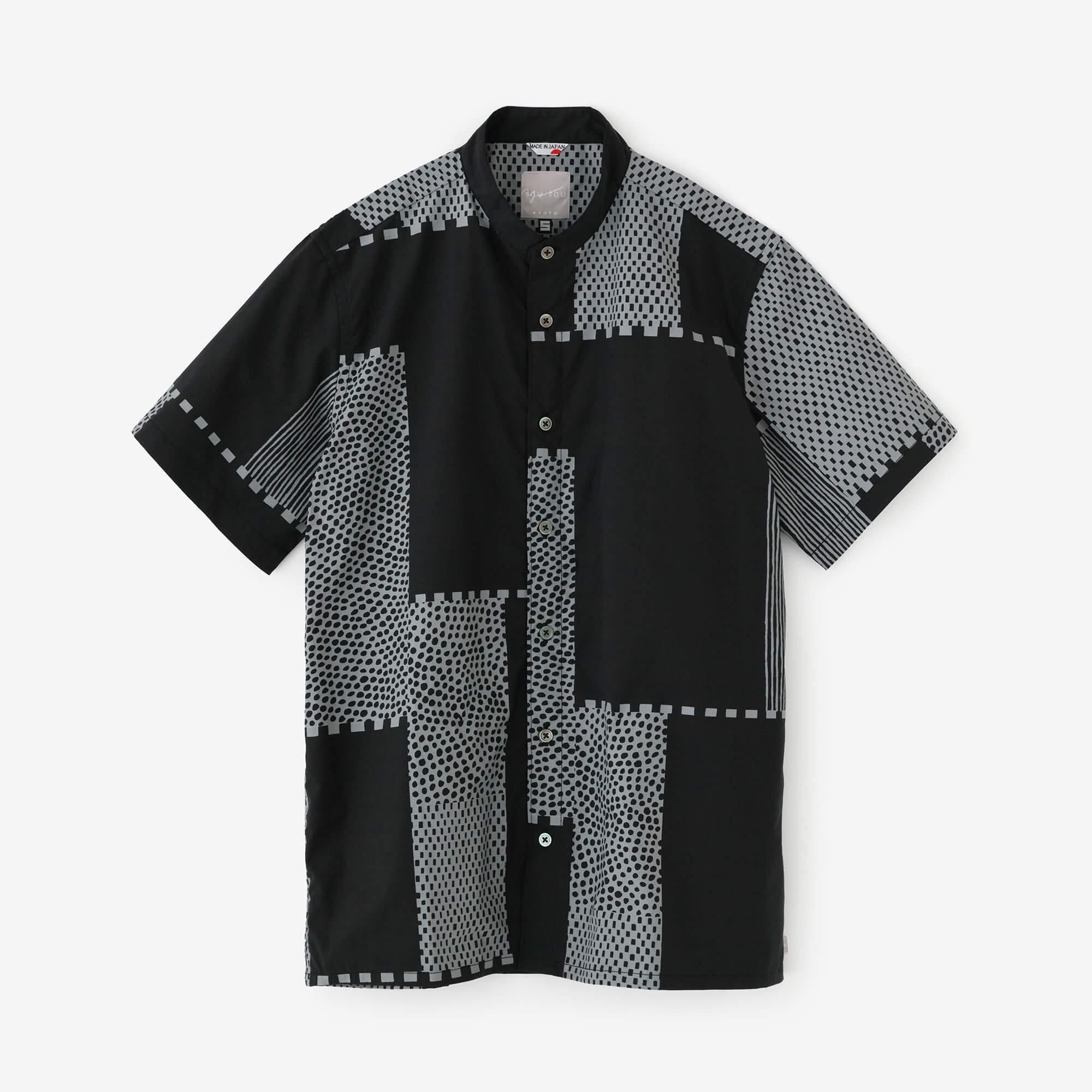 [仅限网络30% OFF] 立领短袖衬衫 SP/Manuki (Manuki) 黑色 海军蓝 (Kurocon)