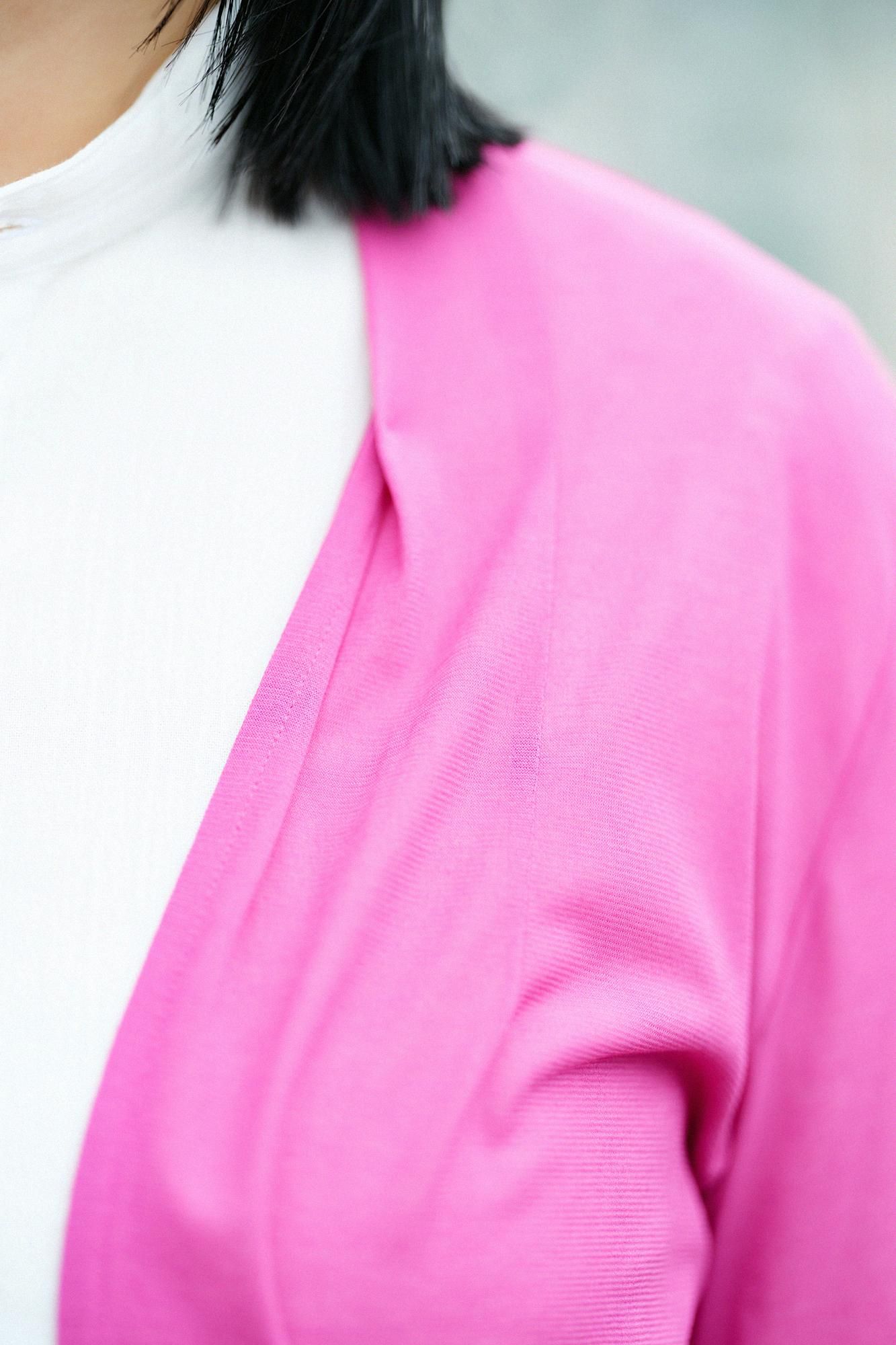 CSSコットン ロングカーディガン／濃中紅（こいなかべに）