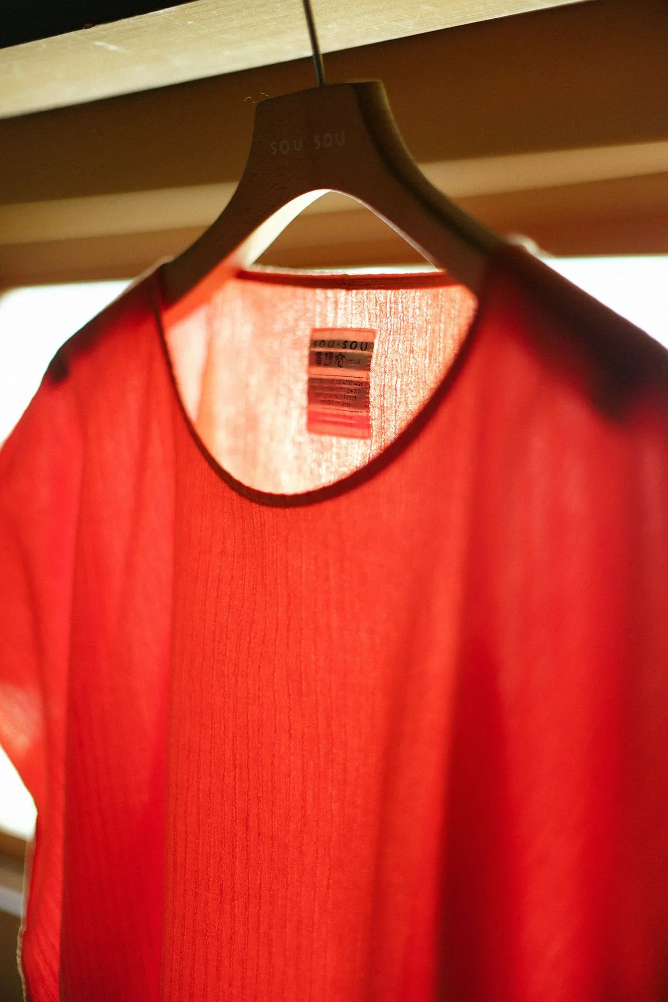 Chizimi Cotton 40/20 Akiha Square Top／Orange-red