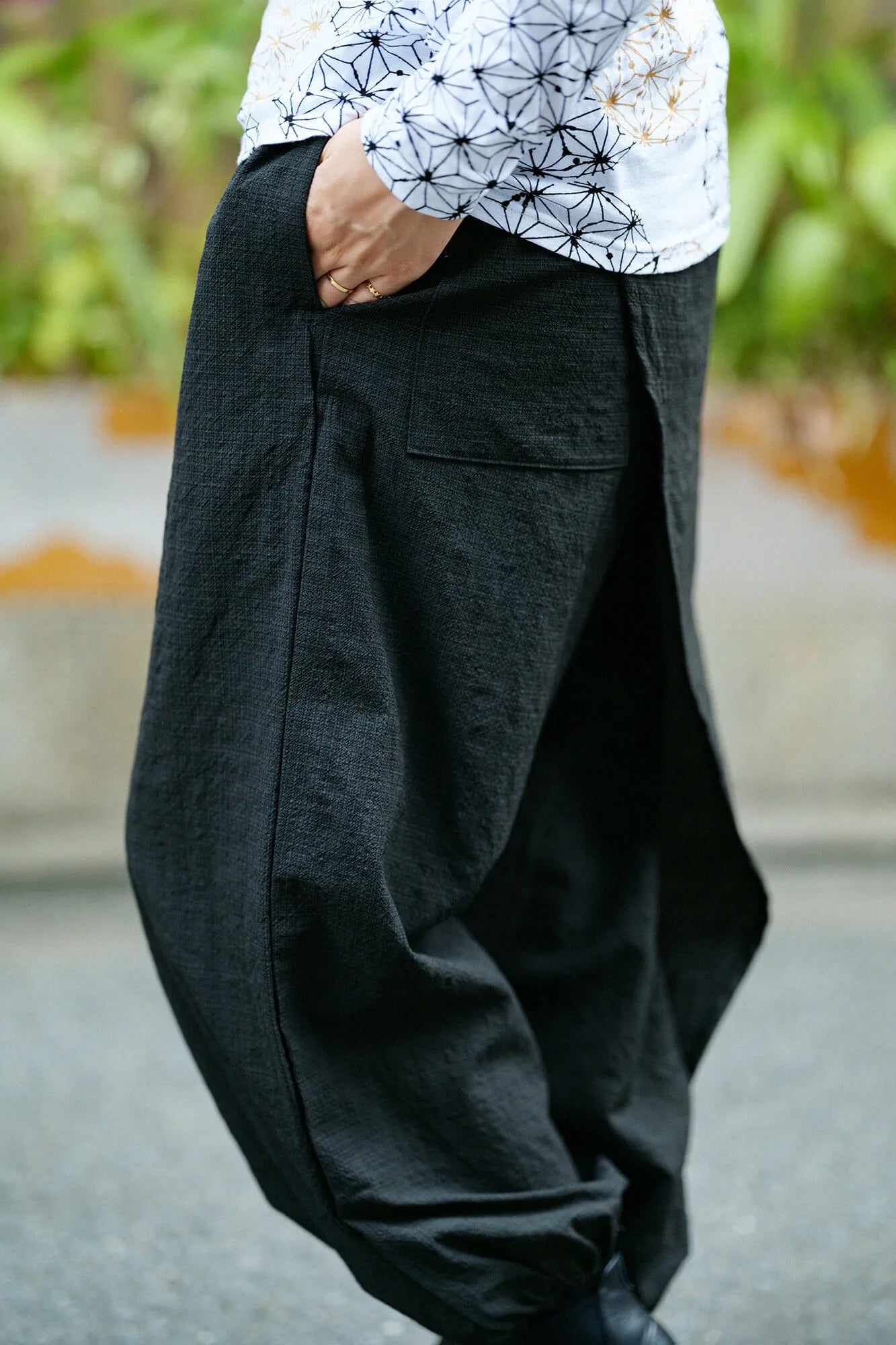 【net limited】Imported Combed Yarn (ha minds old time with lei So-mo ) Wrap Harem Pants (taka Mikan Skirt lei Pants and Skirts ) / Ink Black)