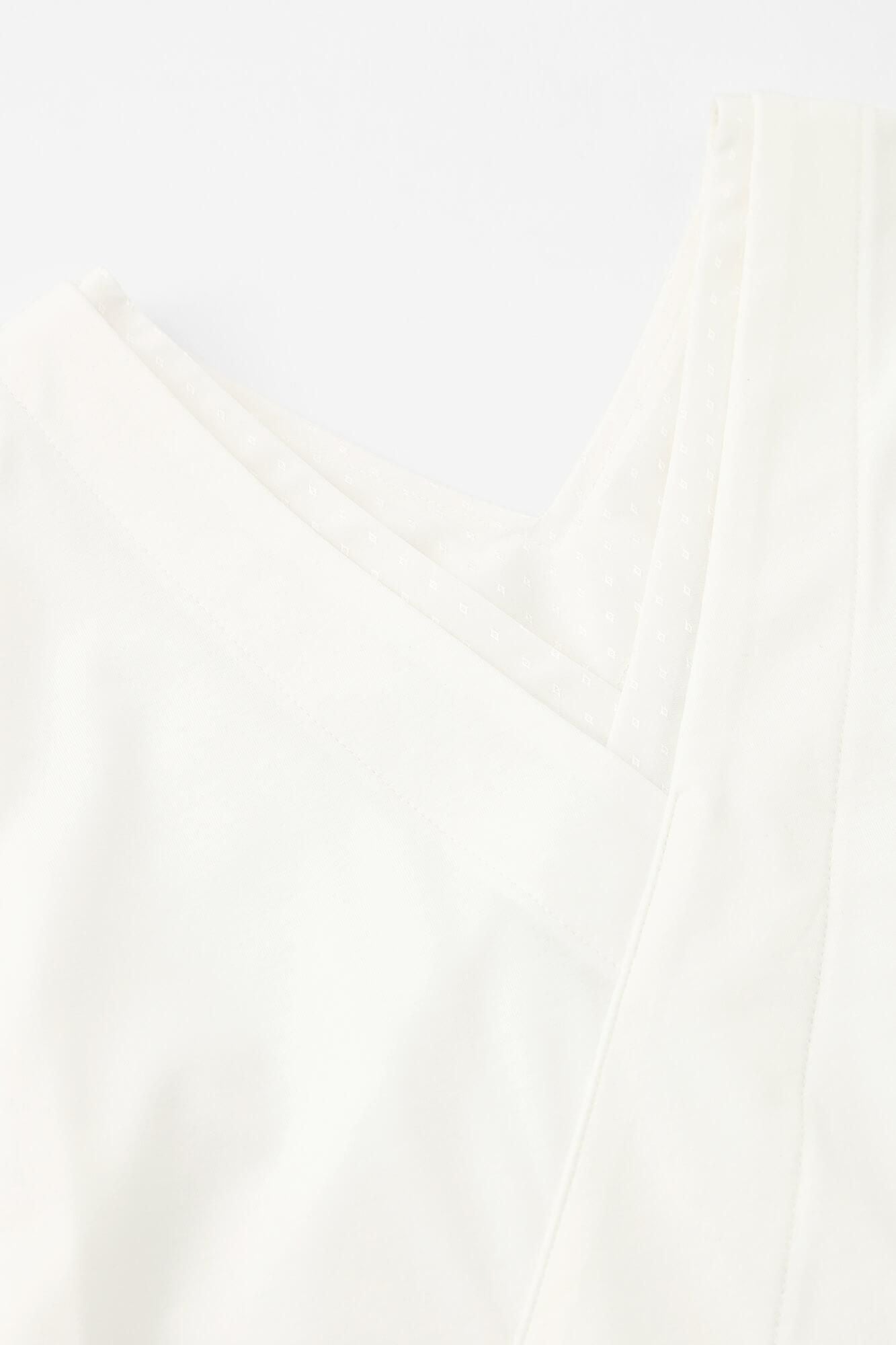 110 Count 2-ply Long Staple Cotton Double V-neck Shirt Three-quarter Sleeve / White