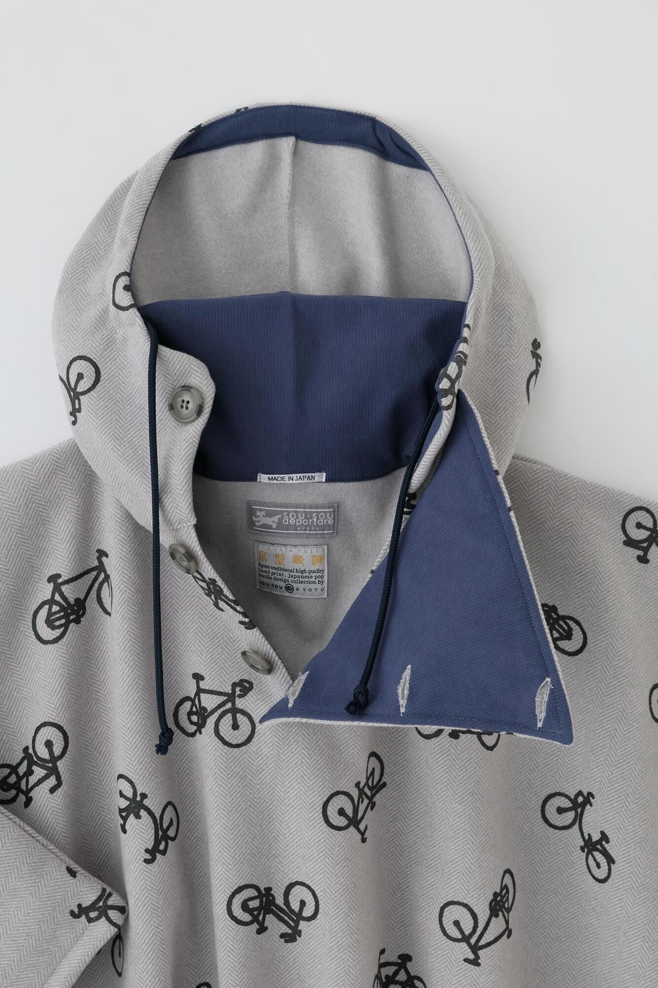 [Nur im Internet verfügbar] Herringbone Jaquart Knit BIKE Poncho/Charin Charin Here and There (Yohaku) Silver Rat (Ginnezu)
