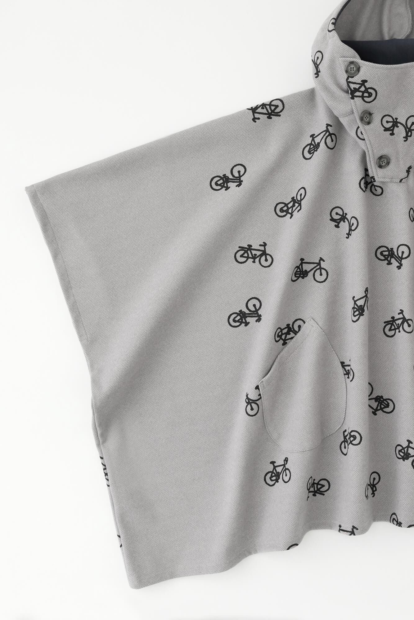 [Nur im Internet verfügbar] Herringbone Jaquart Knit BIKE Poncho/Charin Charin Here and There (Yohaku) Silver Rat (Ginnezu)