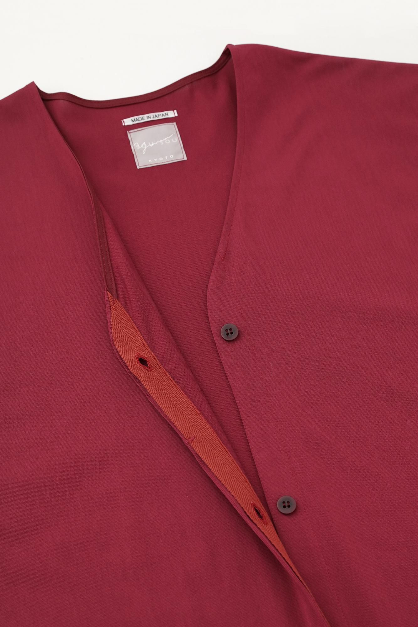 Cardigan tunique léger col V en triacétate de coton/couleur rouge rouille