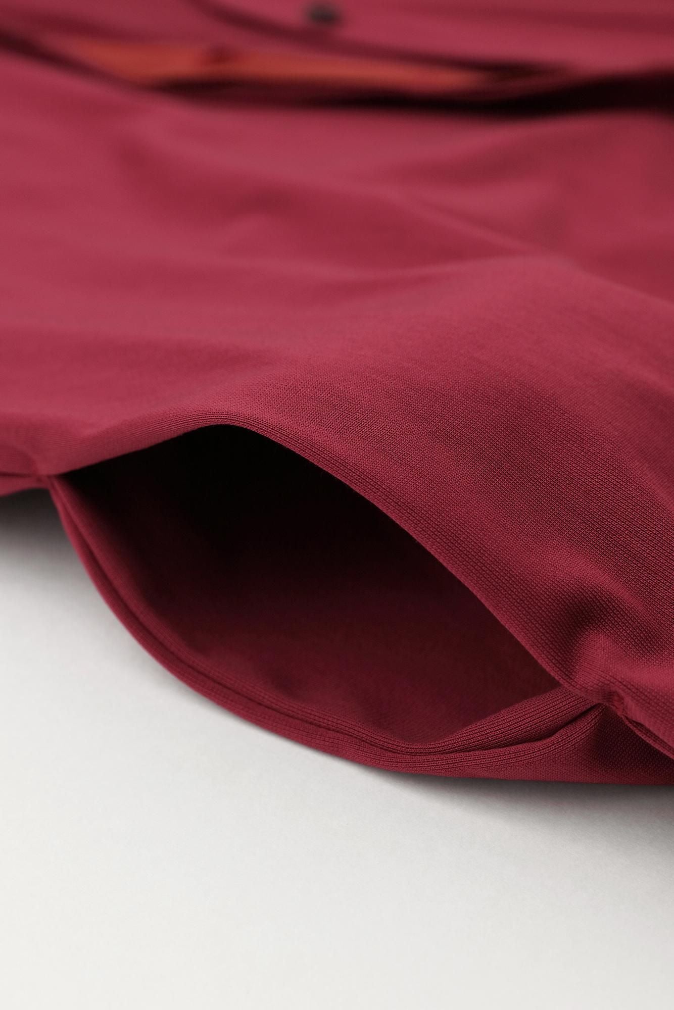 Cardigan tunique léger col V en triacétate de coton/couleur rouge rouille