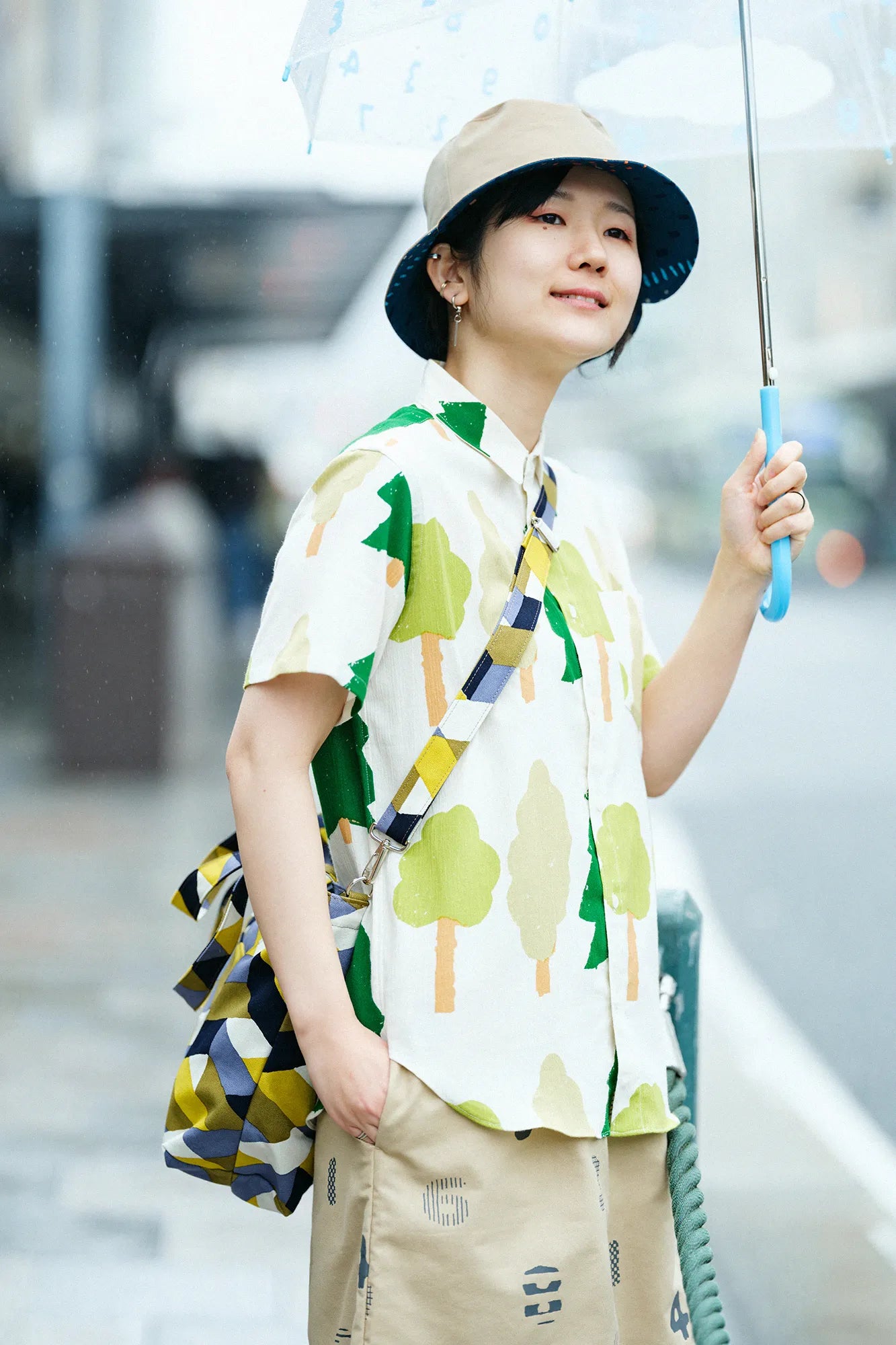 高島縮 20/20 半袖シャツ／森のおはなし