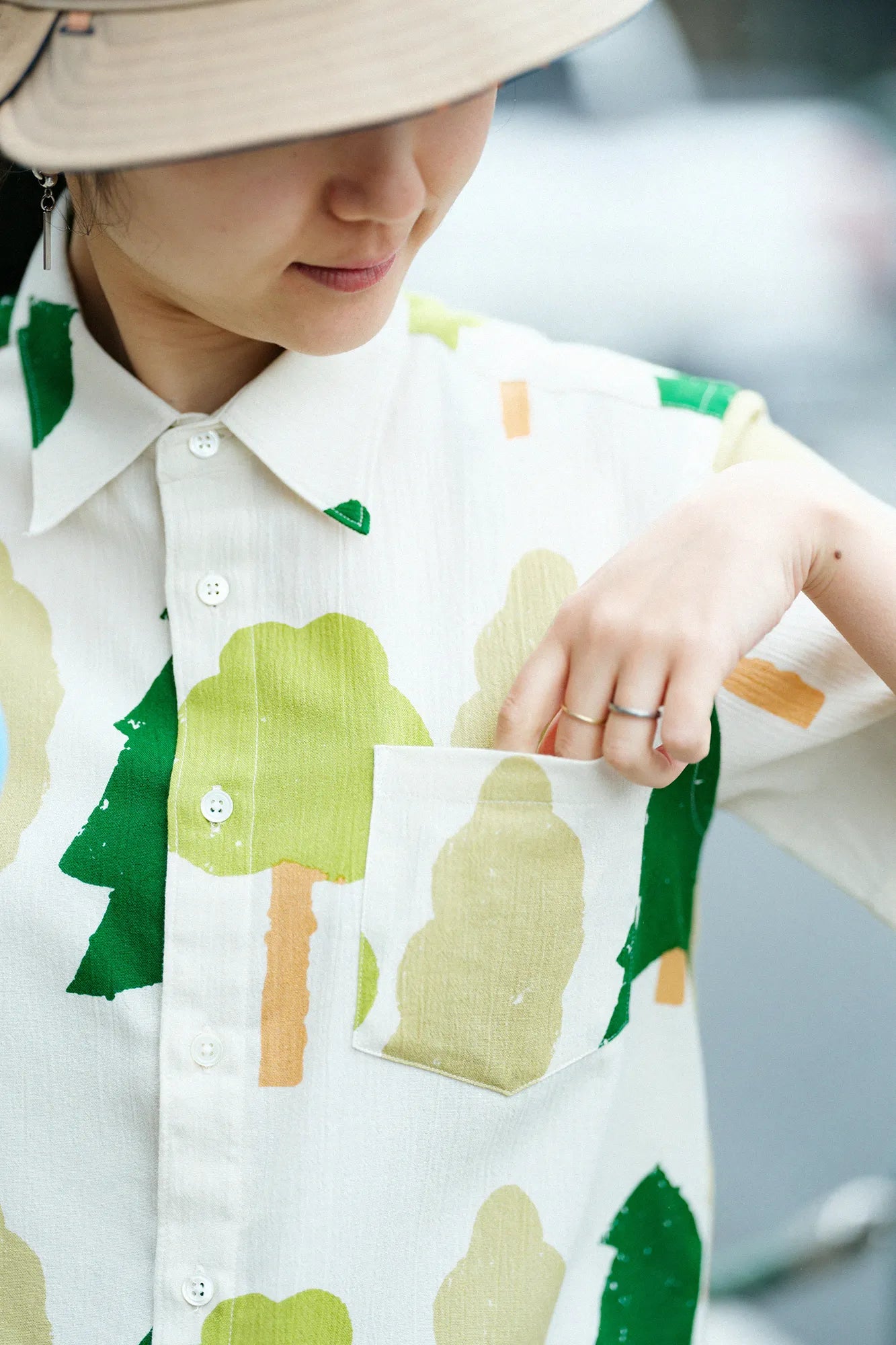 高島縮 20/20 半袖シャツ／森のおはなし