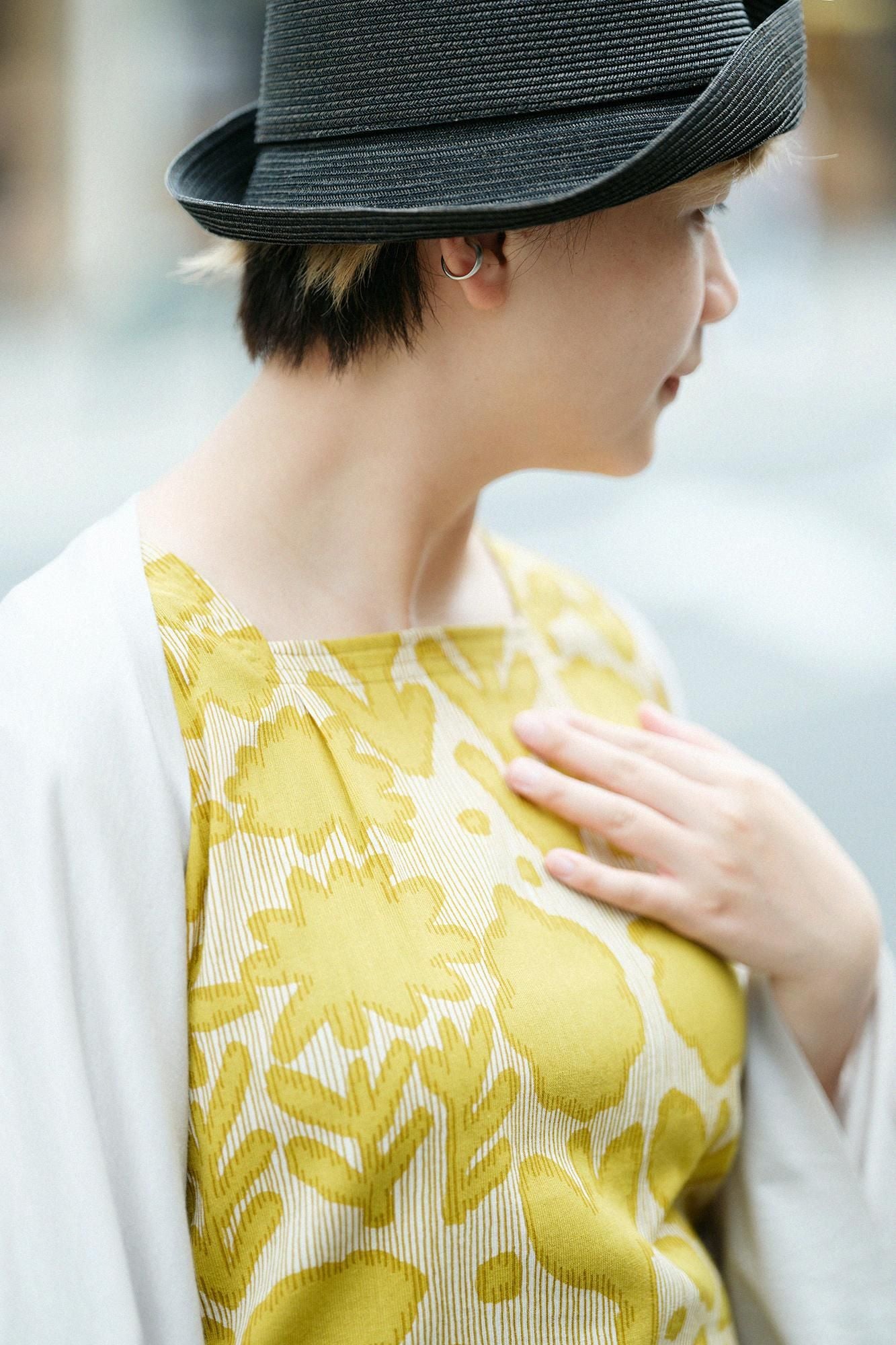 高島縮 40/40 被風（ひふ）ジバン 六分丈／花影（はなかげ）