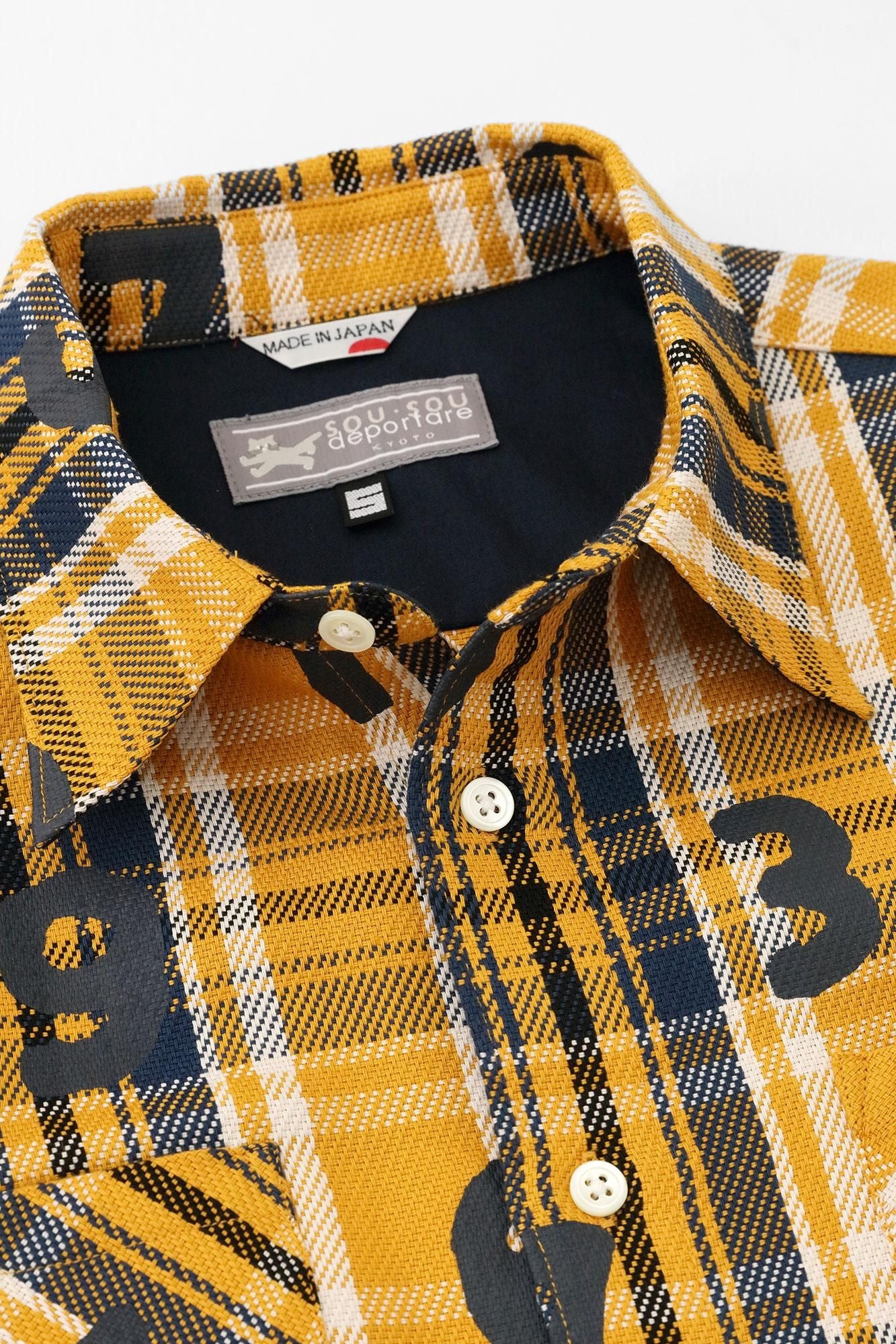 Heavy Twill Check Long-sleeved Shirt / SO-SU-U Golden Yellow