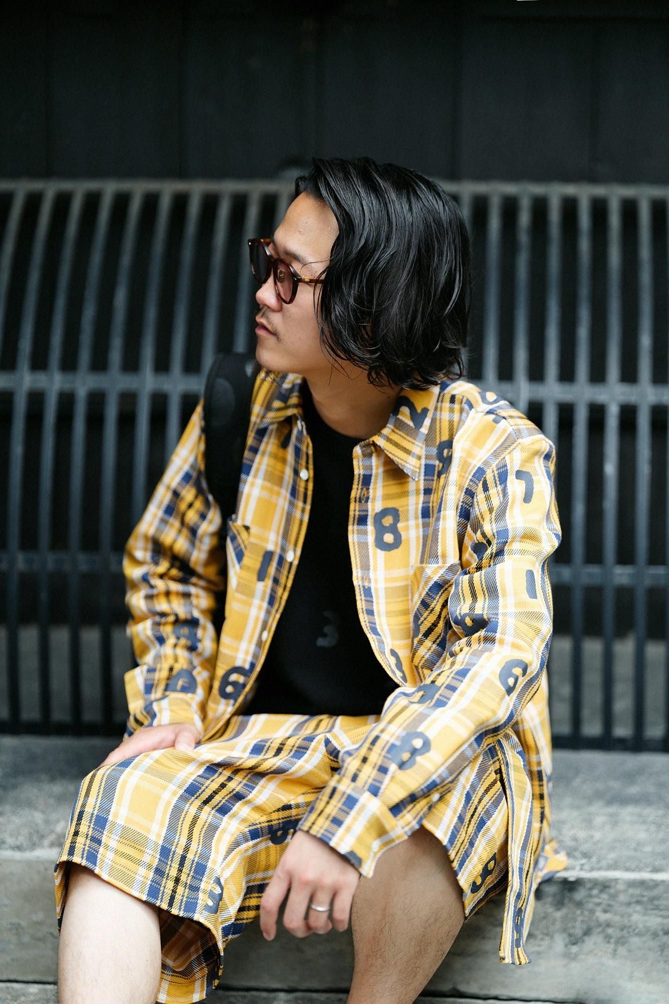 Heavy Twill Check Long-sleeved Shirt / SO-SU-U Golden Yellow